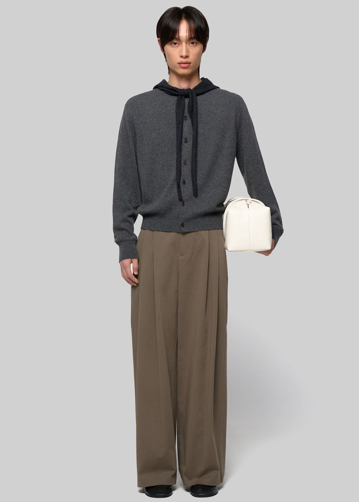 Amomento  Cashmere Crewneck Cardigan - Melange Grey