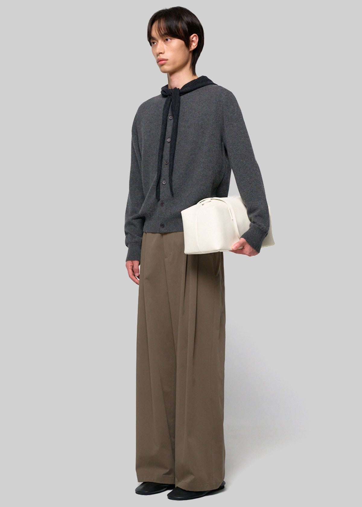 Amomento  Cashmere Crewneck Cardigan - Melange Grey