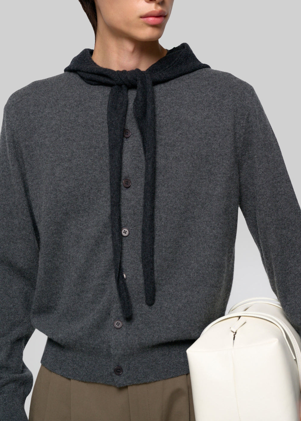 Amomento cardigan en cachemire à col rond - Gris chiné - 1