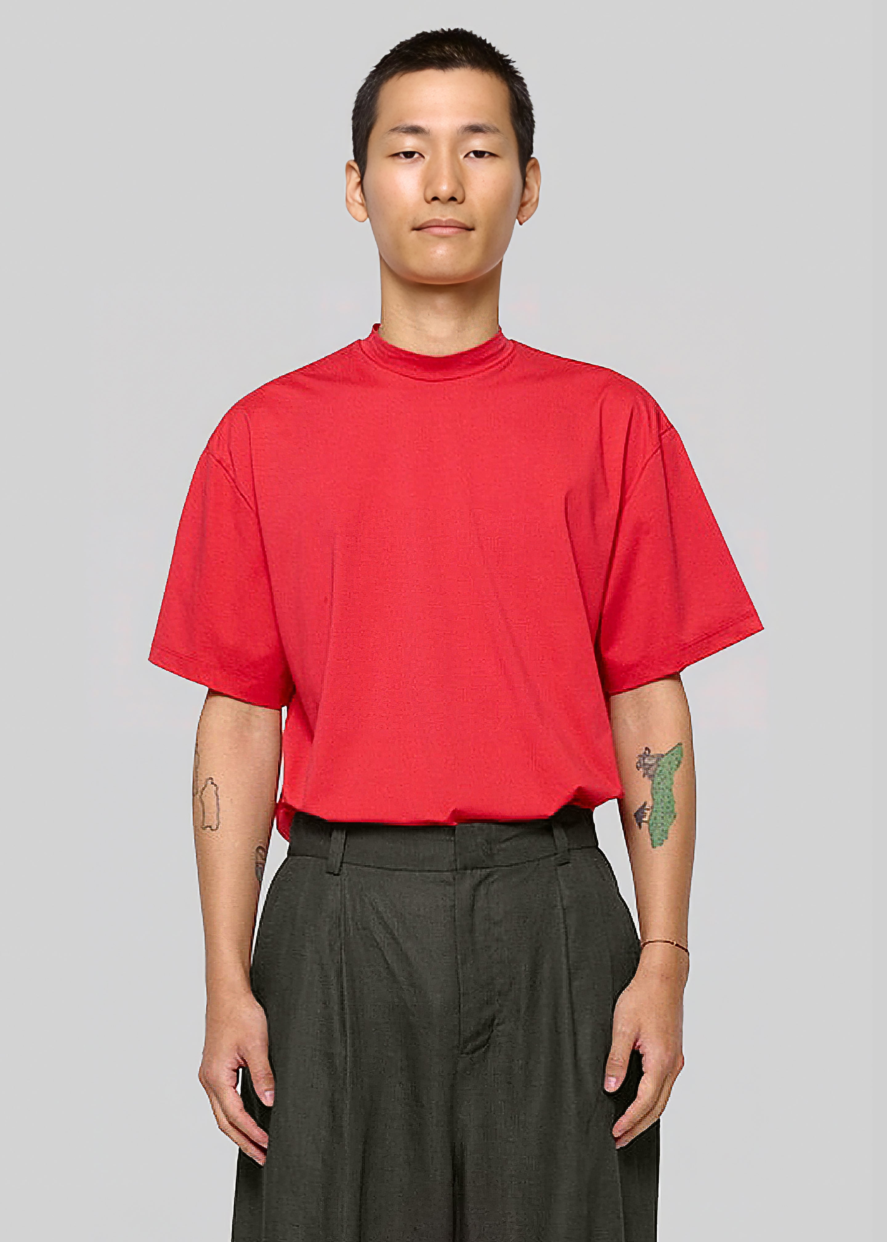 Amomento Mock Neck T-Shirt - Red - 1