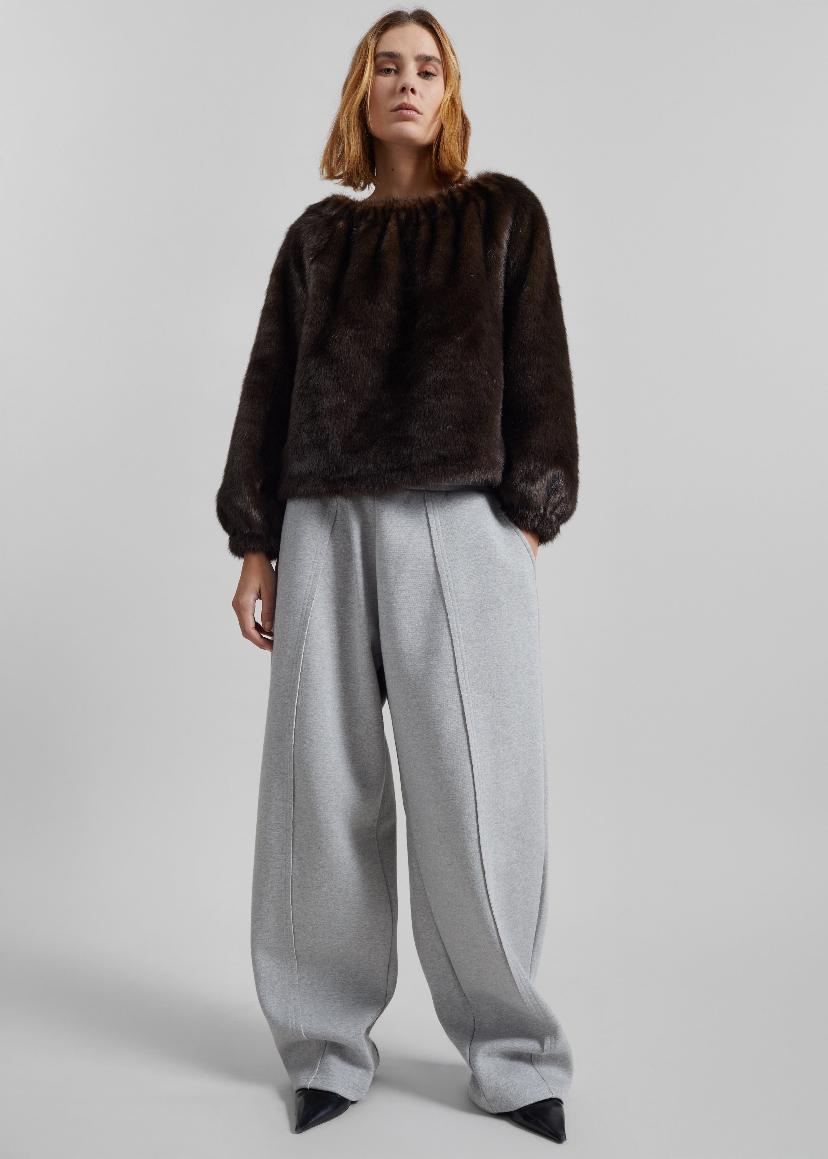 Amomento Shearing Off Shoulder Top - Dark Brown - 2