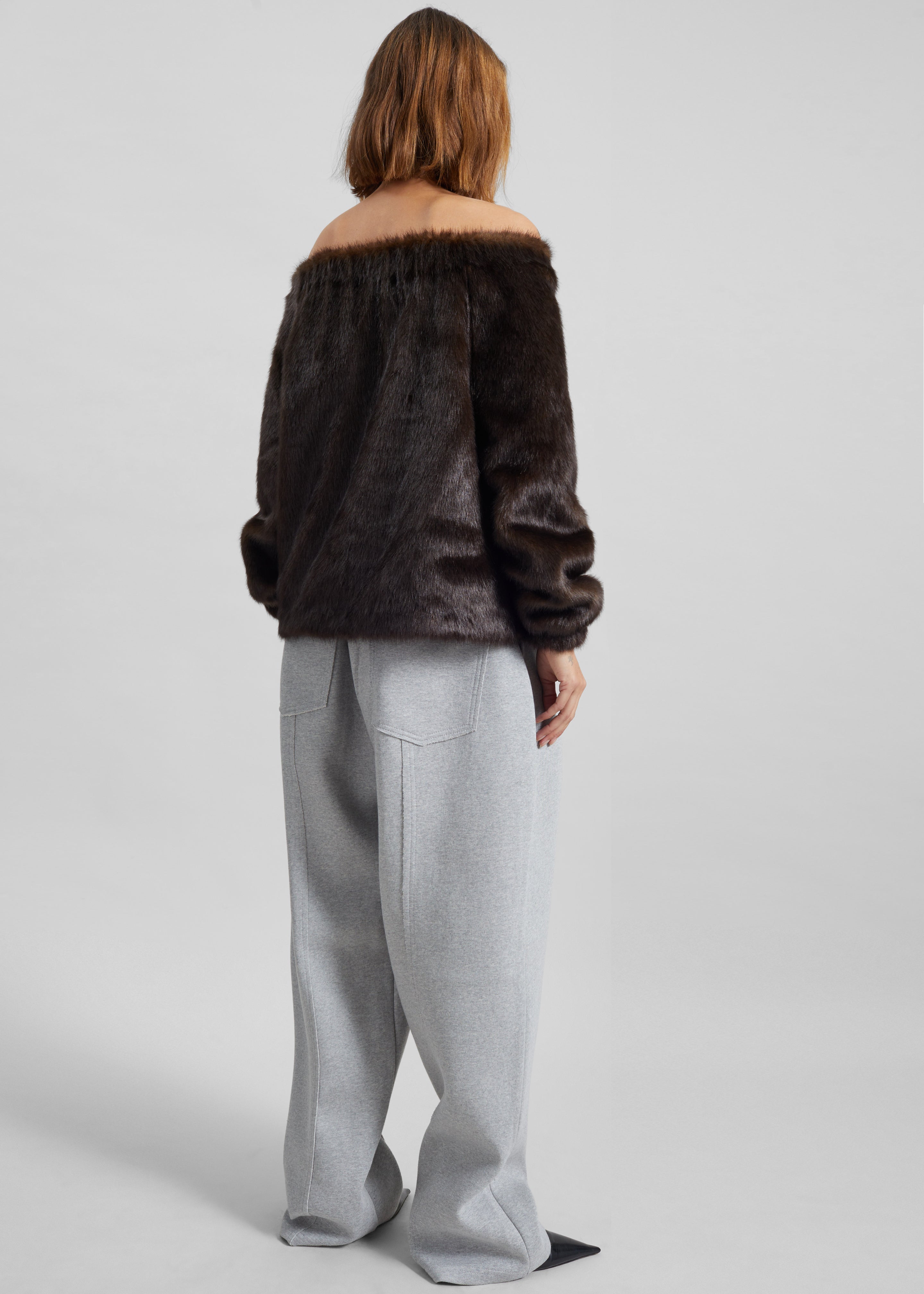 Amomento Shearing Off Shoulder Top - Dark Brown - 6