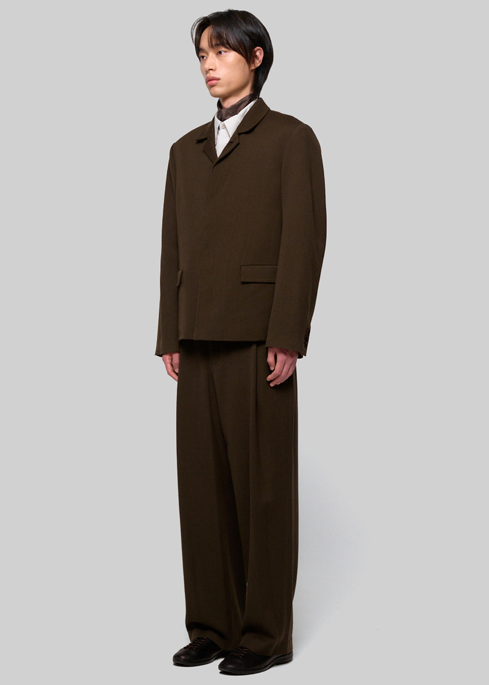 Amomento Single Breasted Wool Jacket - Brown - 1