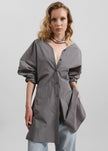 Amomento Striped Shirt Dress - Grey