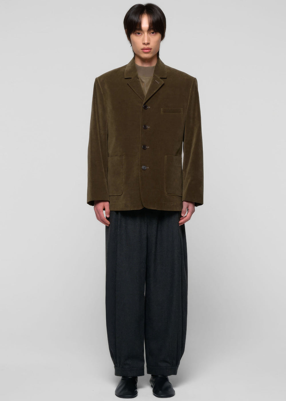 Amomento Velvet Oversized Jacket - Khaki - 1