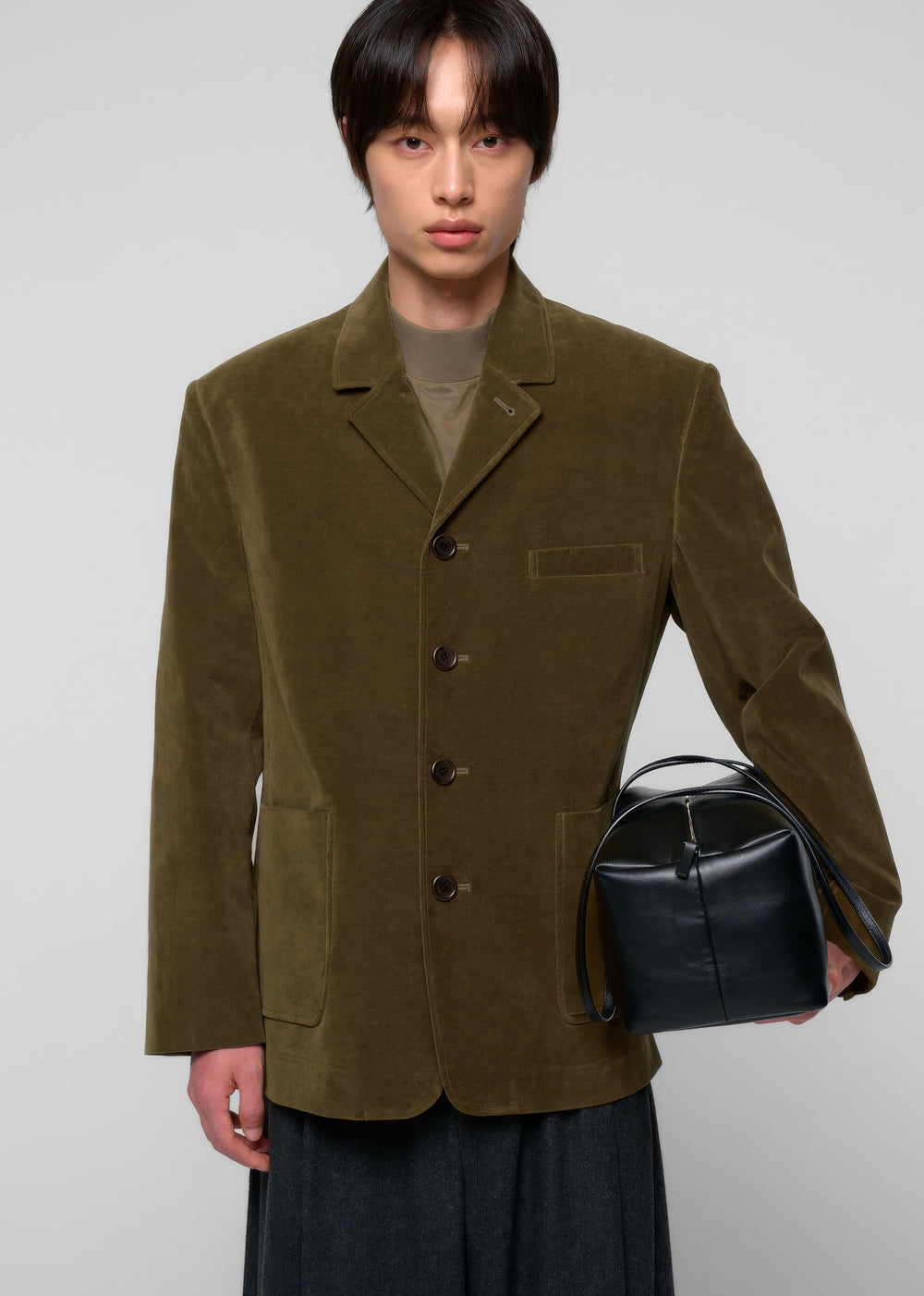 Amomento Velvet Oversized Jacket - Khaki
