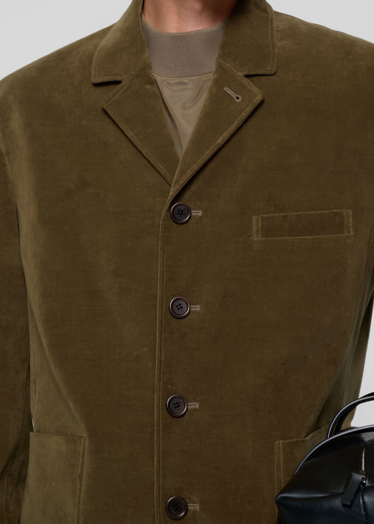 Amomento Velvet Oversized Jacket - Khaki