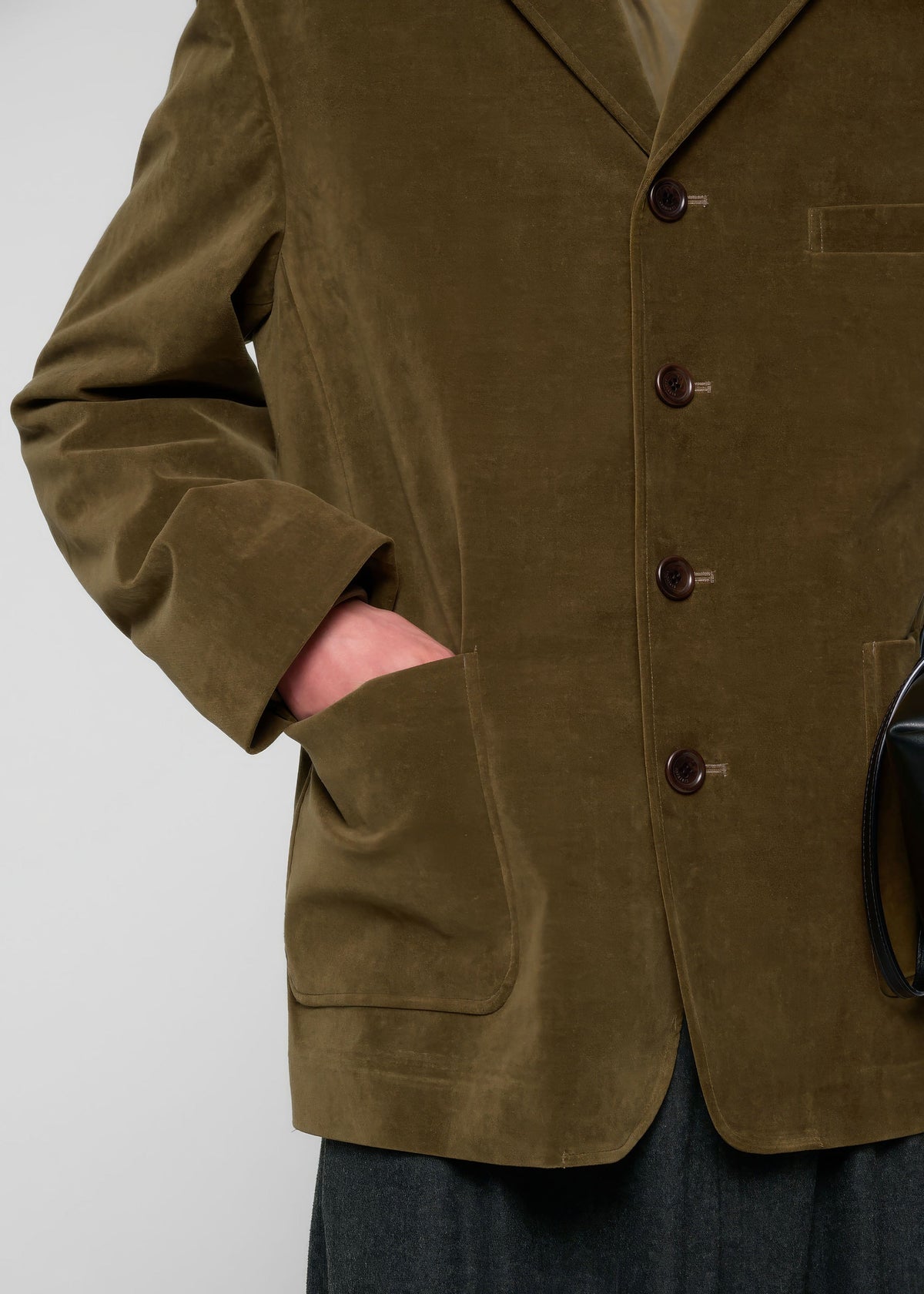 Amomento Velvet Oversized Jacket - Khaki