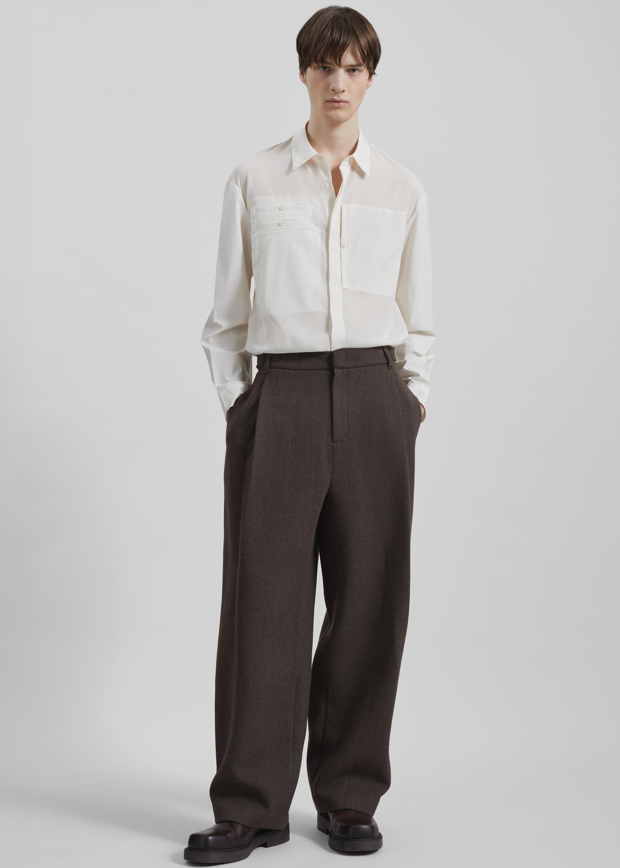 Shop the look image for Amomento Drawer Pocket Shirt - Ivory