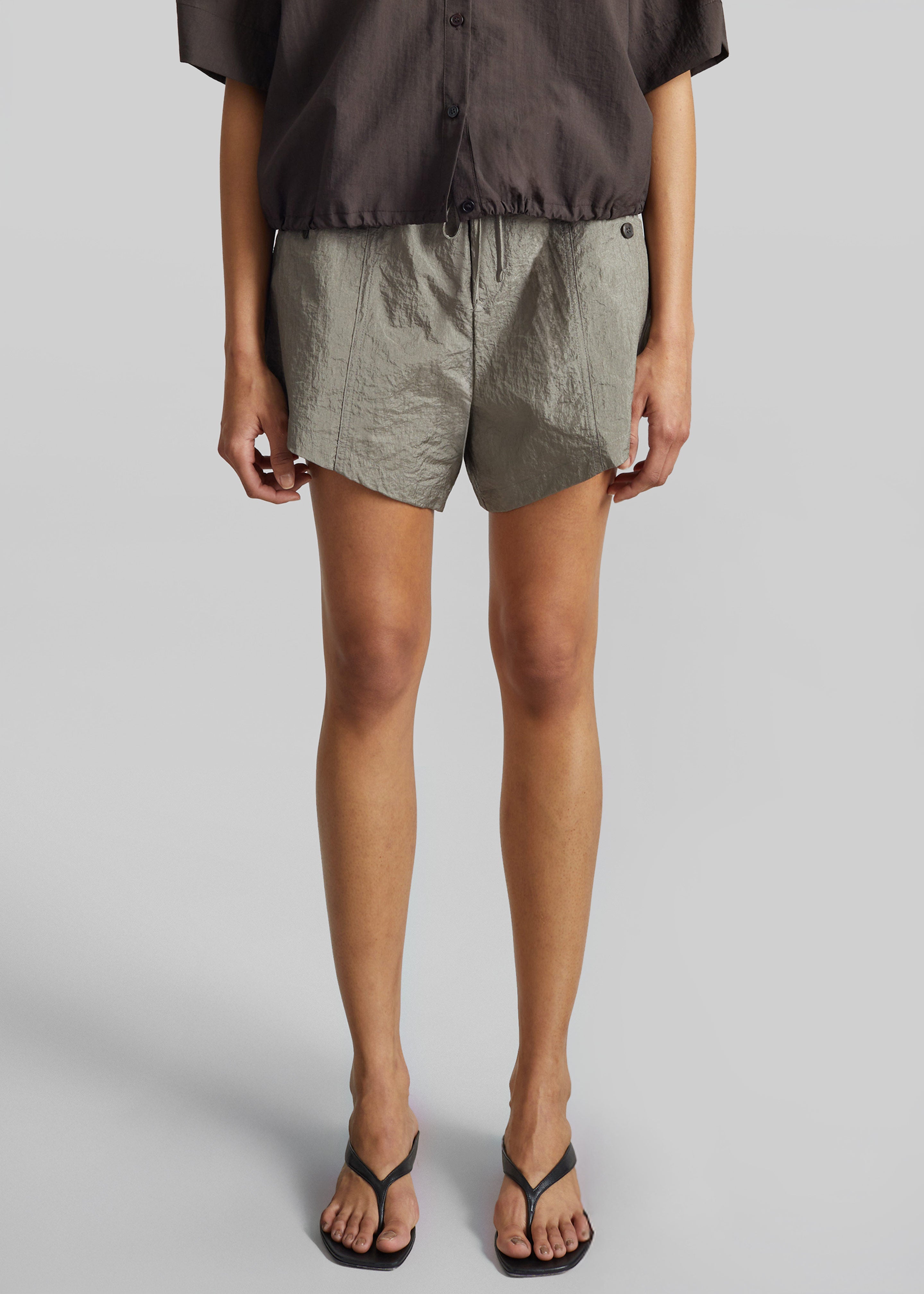 Zamora Textured Mini Shorts - Mocha - 5
