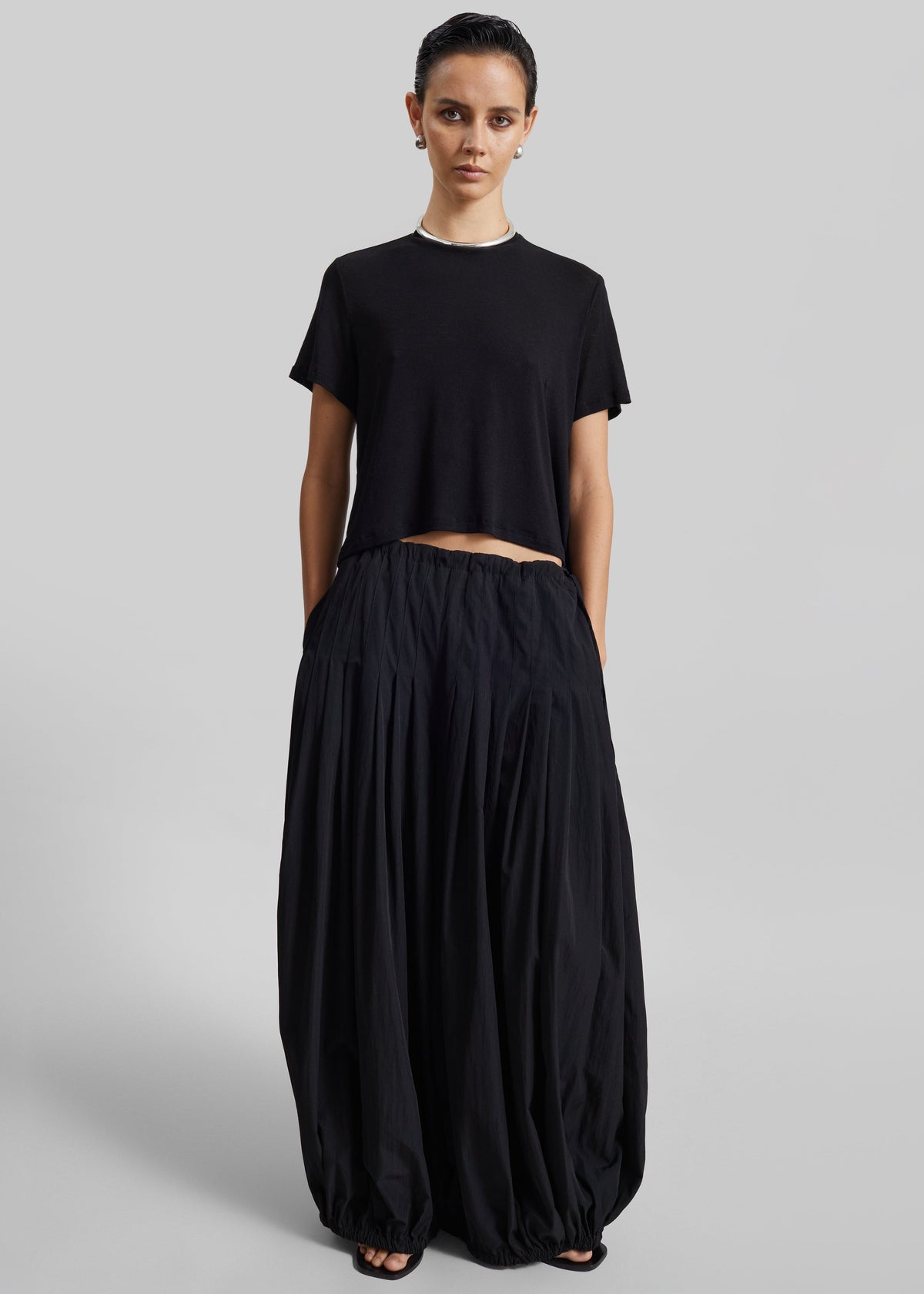 Andria Cropped Knit Top - Black - 2