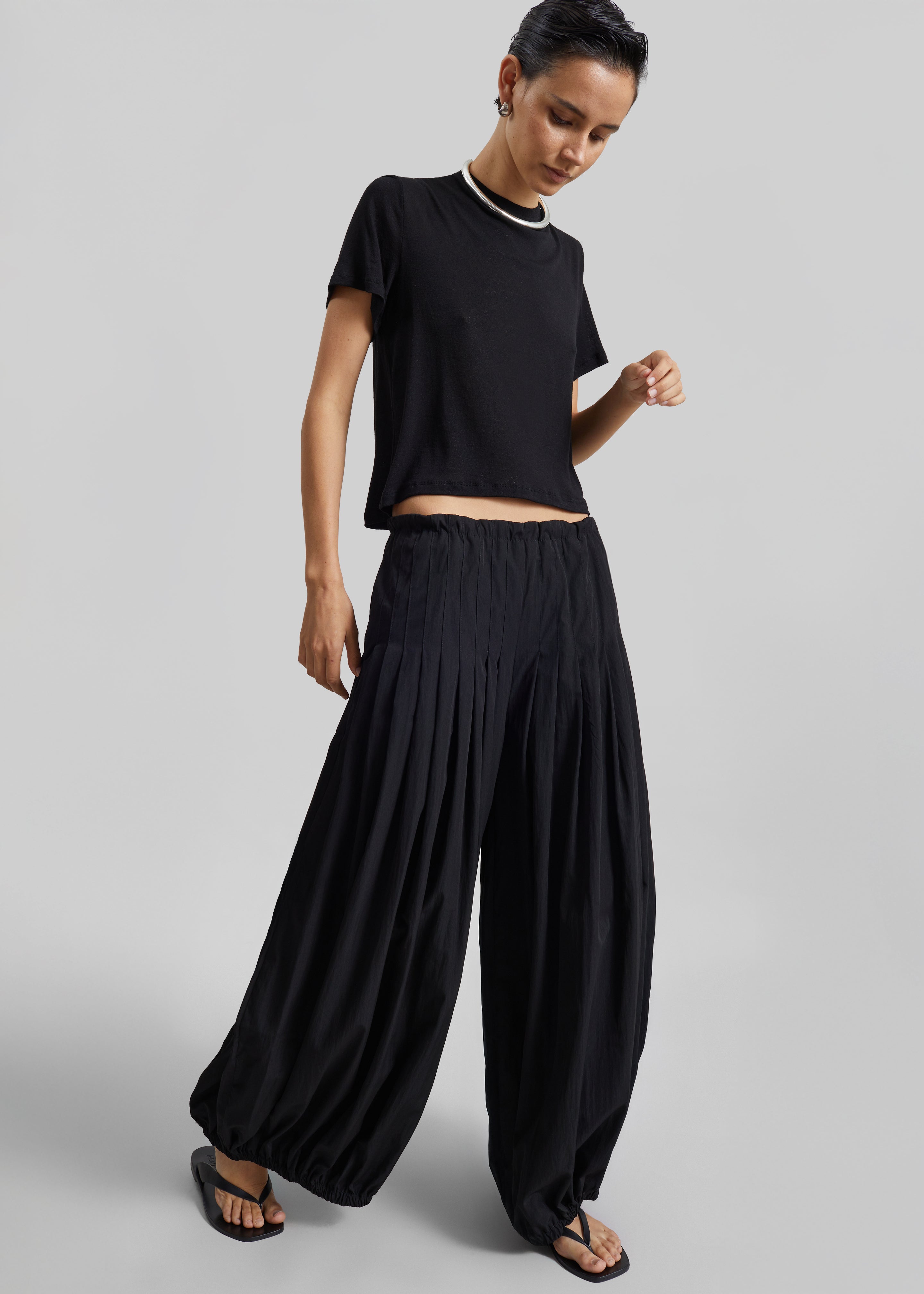 Andria Cropped Knit Top - Black - 4