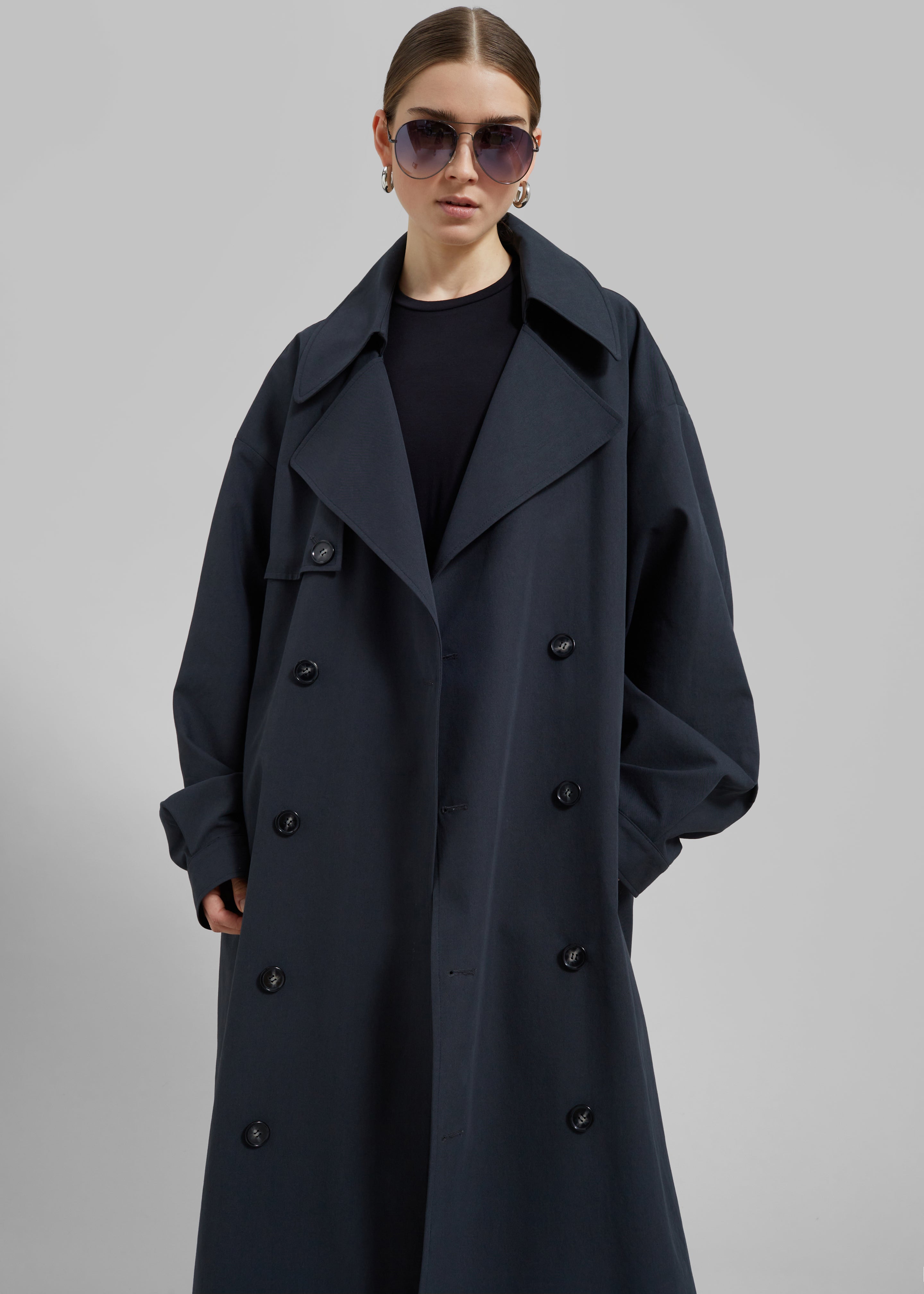 Anika Double Breasted Trench Coat - Navy - 6