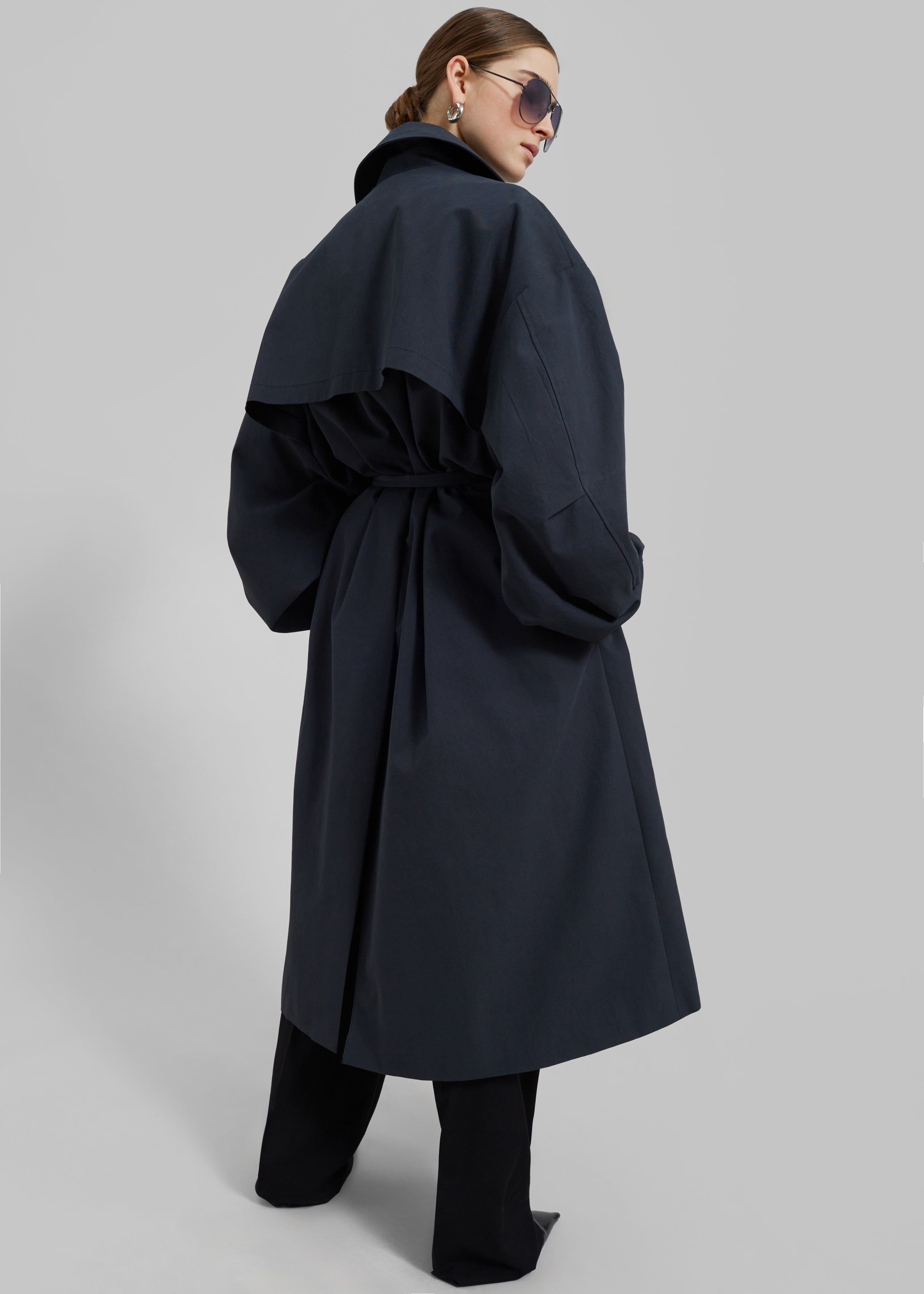Anika Double Breasted Trench Coat - Navy - 8