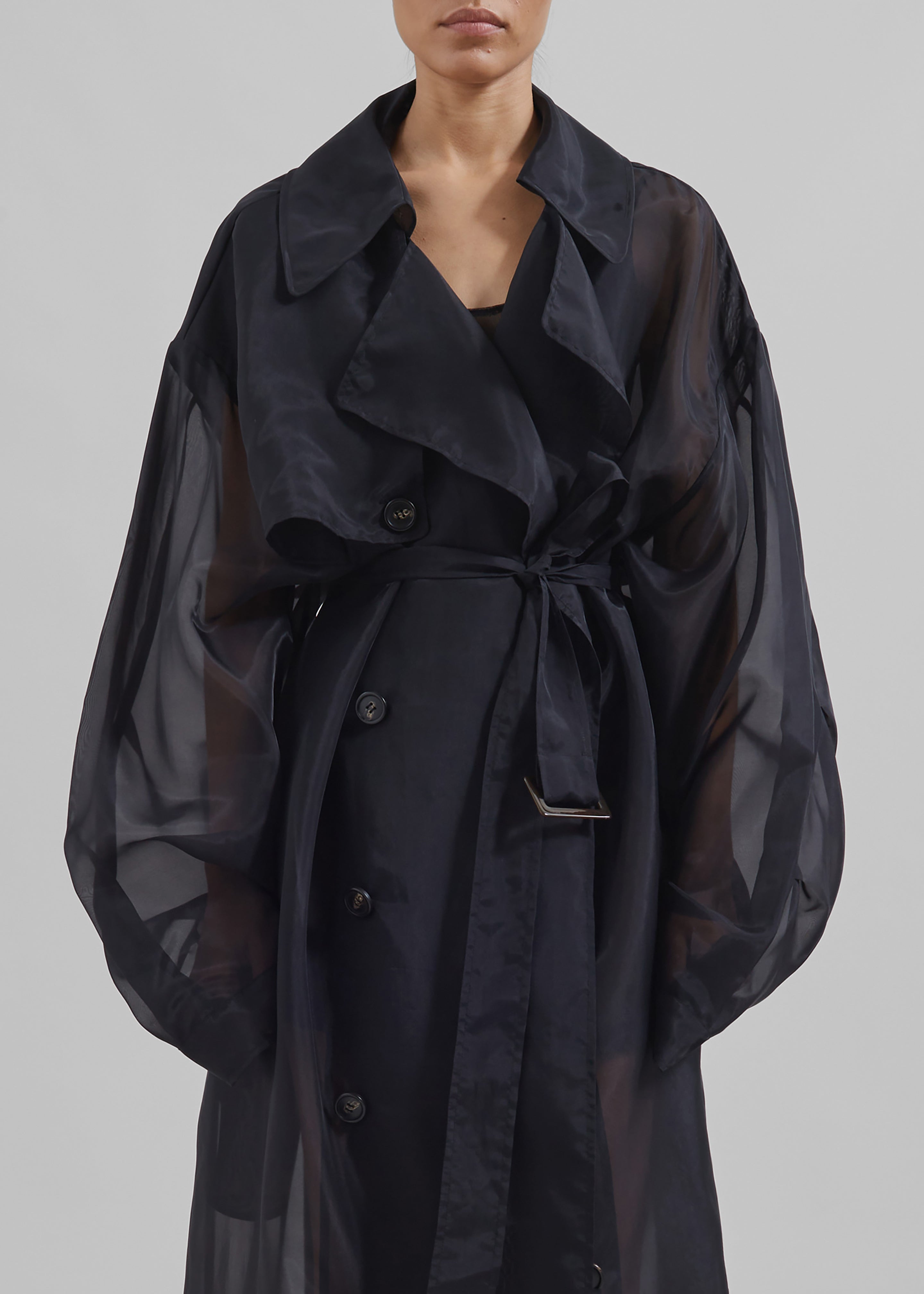 Black sheer trench coat hotsell