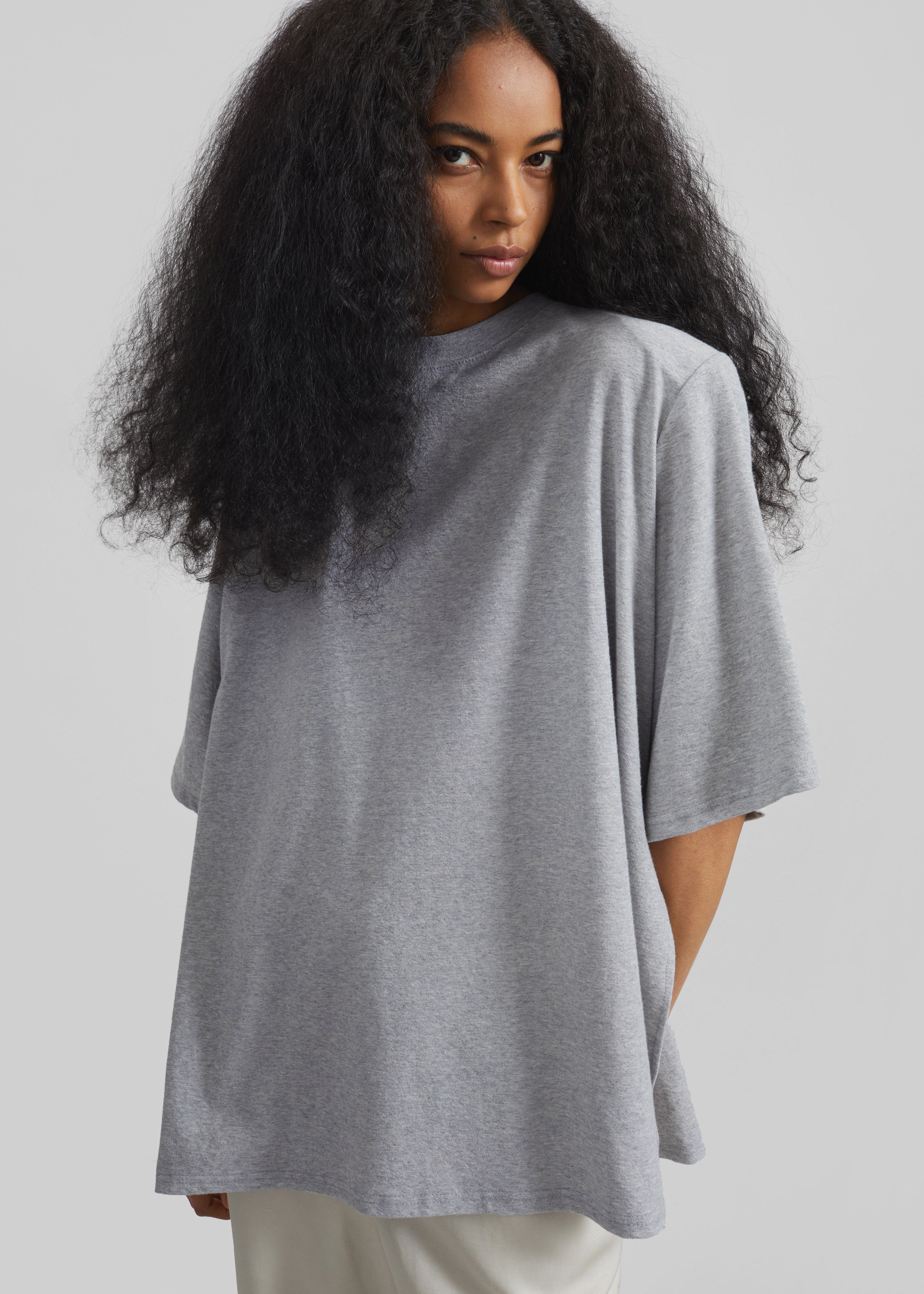 Anira Padded T-Shirt - Grey Melange - 6