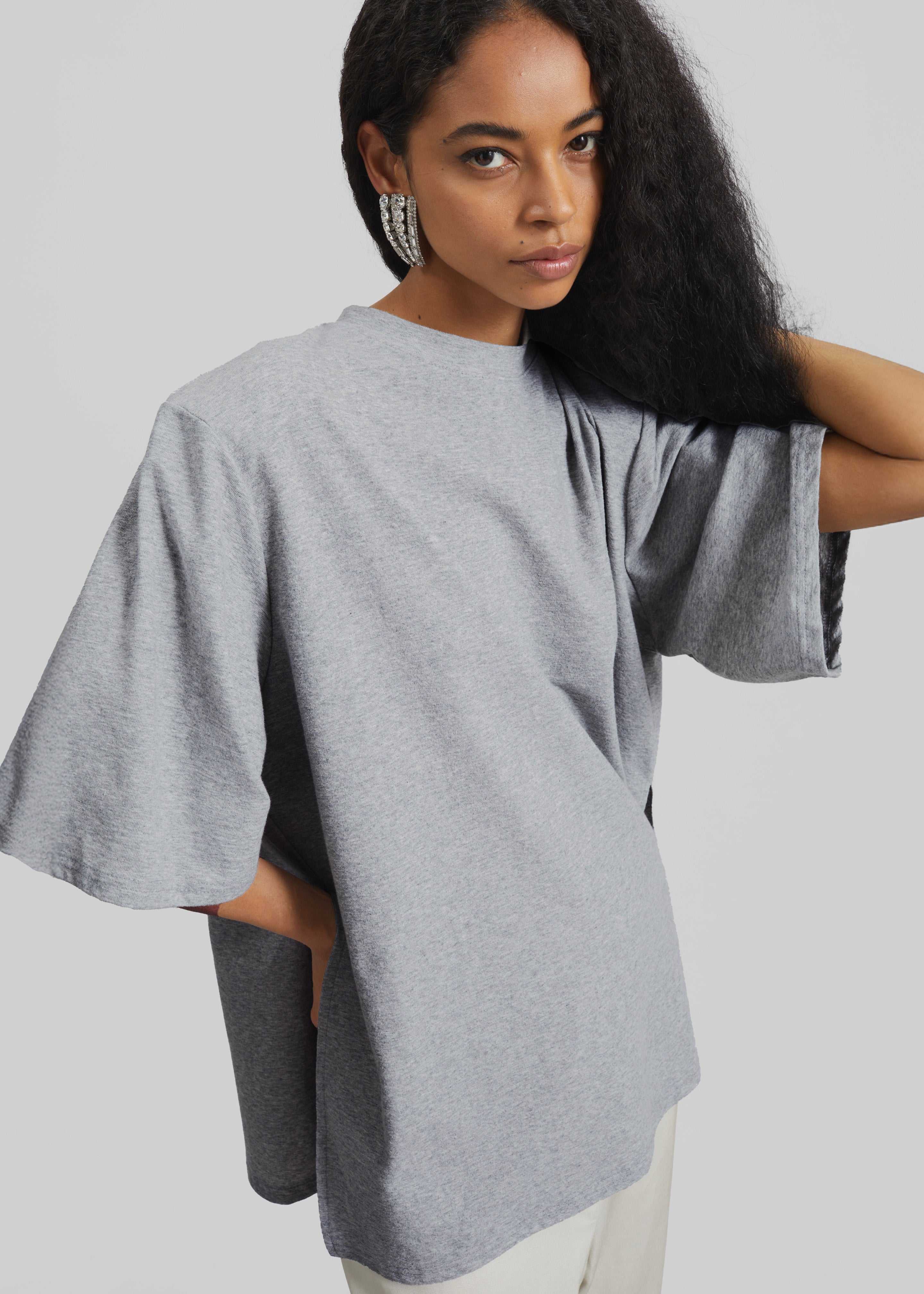 Anira Padded T-Shirt - Grey Melange - 1