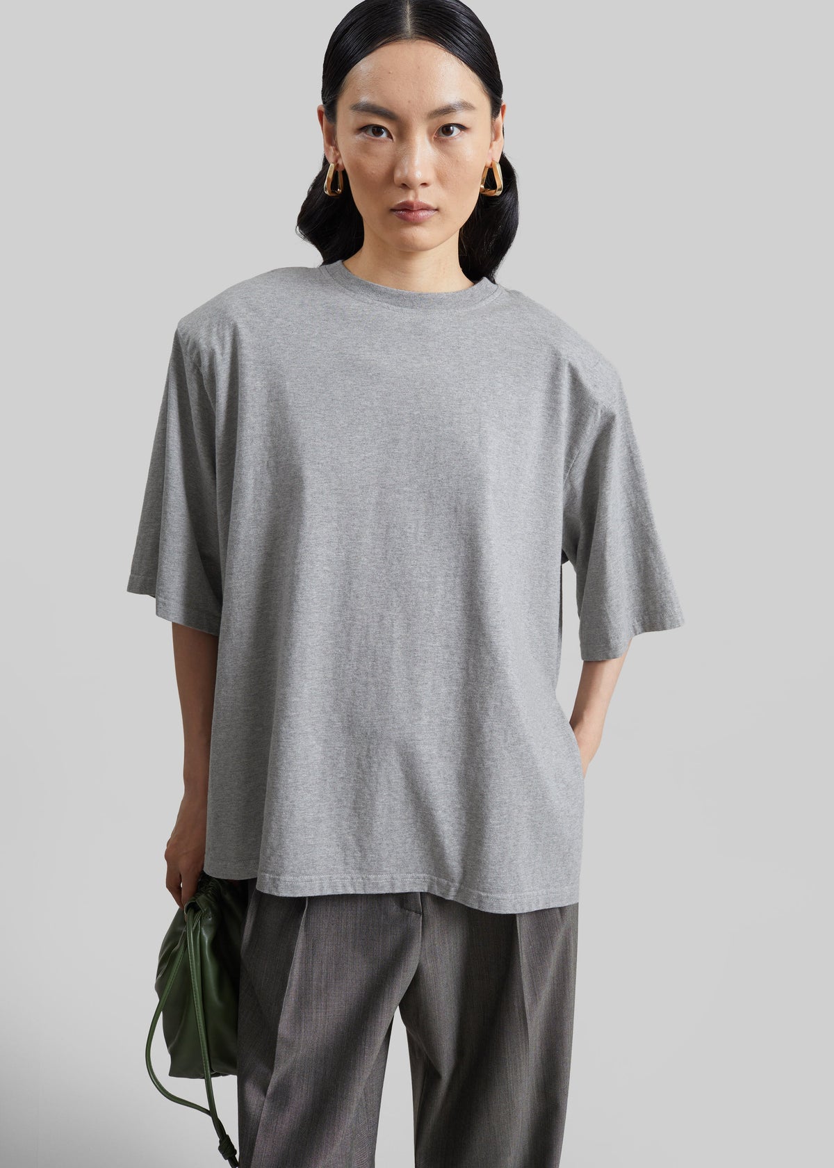 Anira Padded T-Shirt - Grey Melange - 4