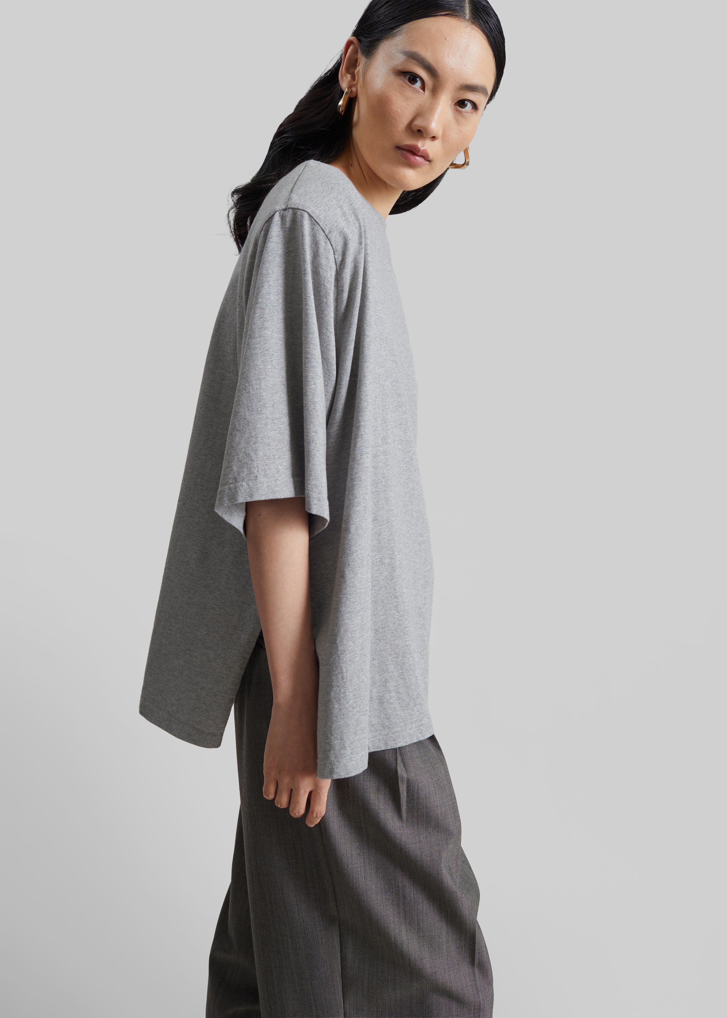 Anira Padded T-Shirt - Grey Melange - 5