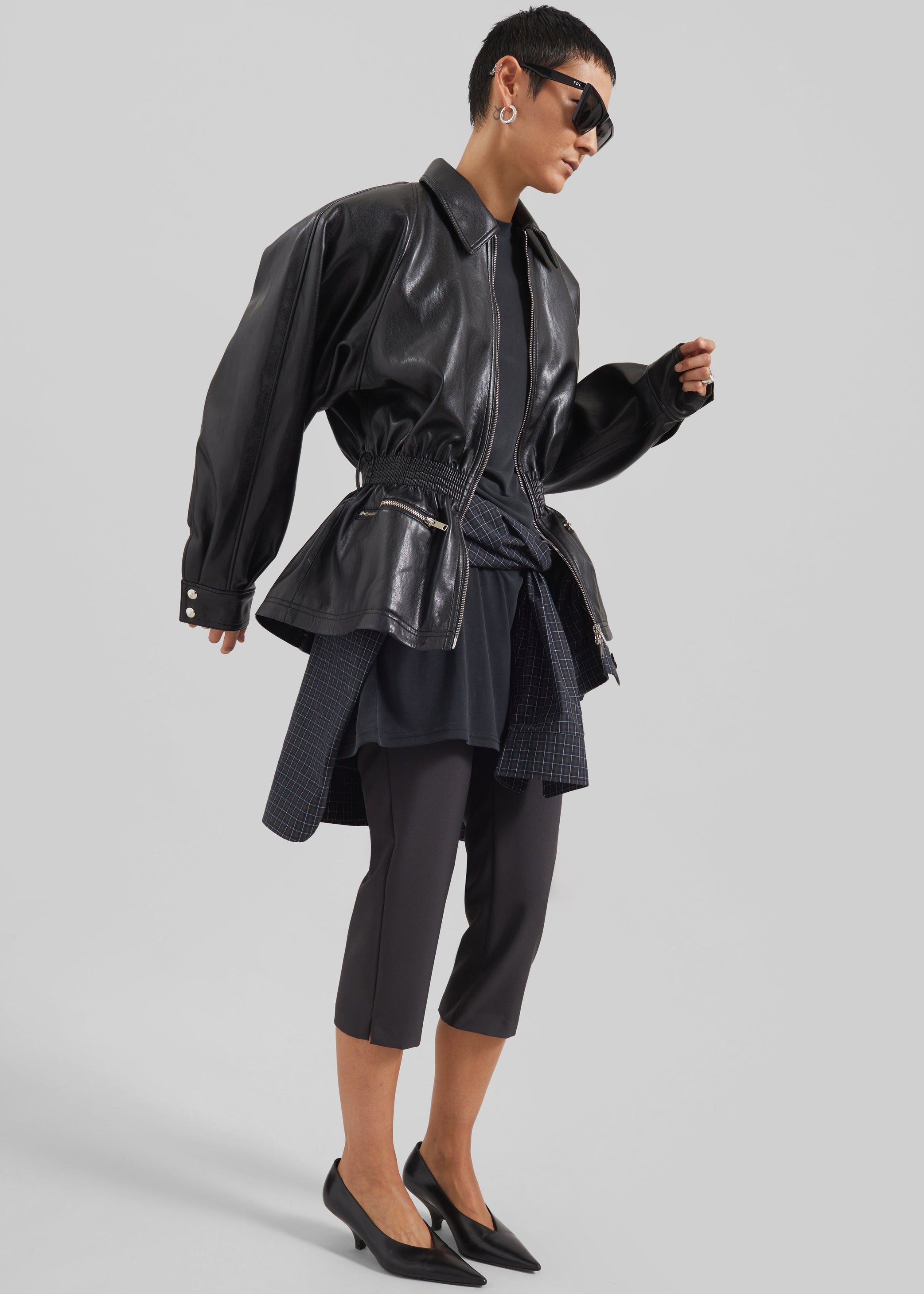 Shop the look image for Annette Faux Leather Peplum Jacket - Black