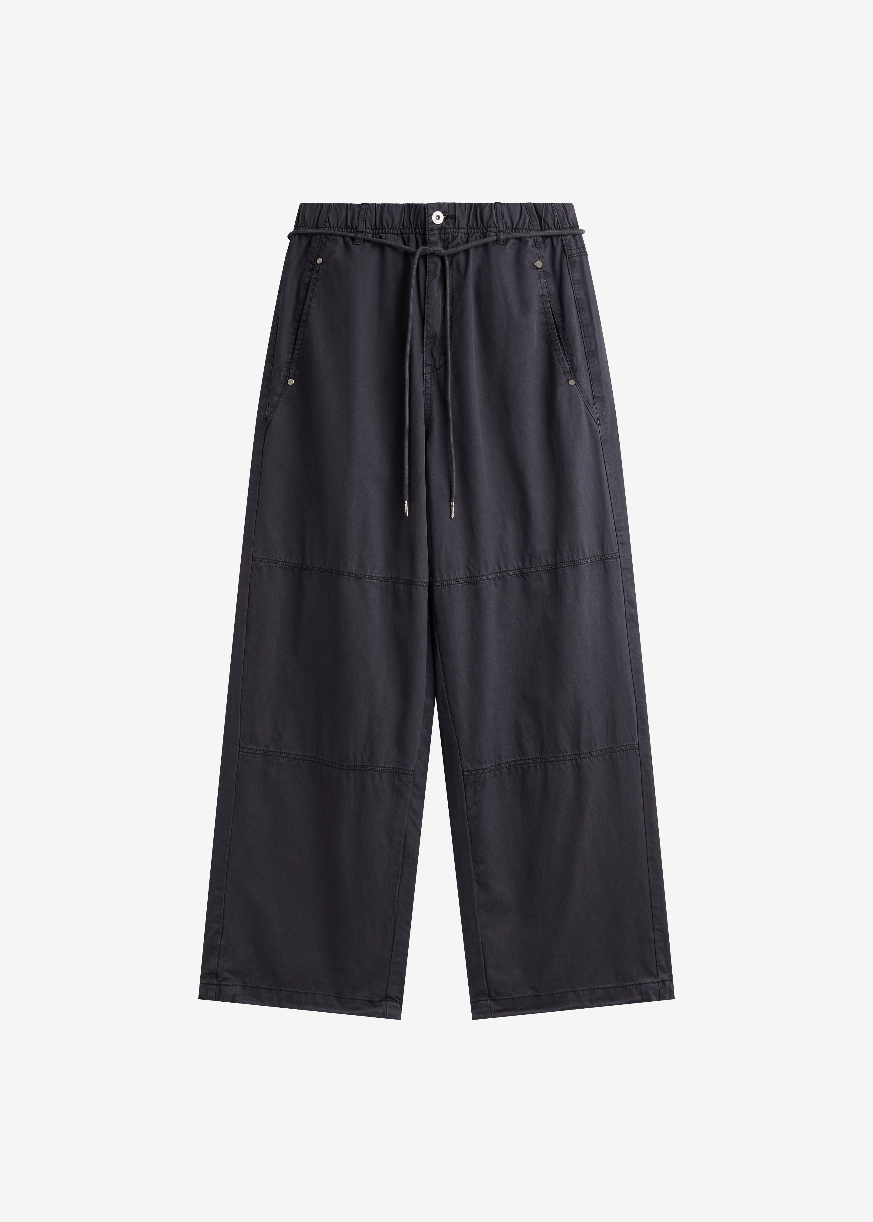 Antheor Drawstring Wide Leg Pants - Charcoal - 7
