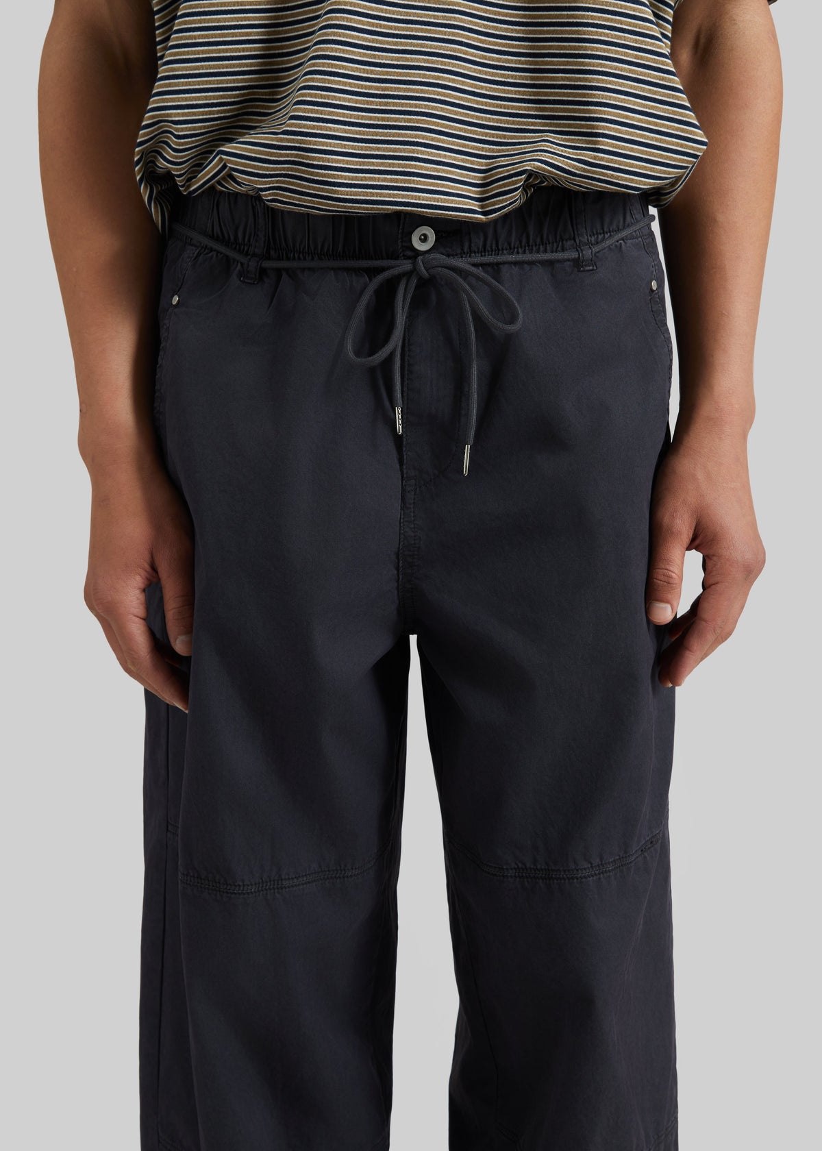 Antheor Drawstring Wide Leg Pants - Charcoal - 3