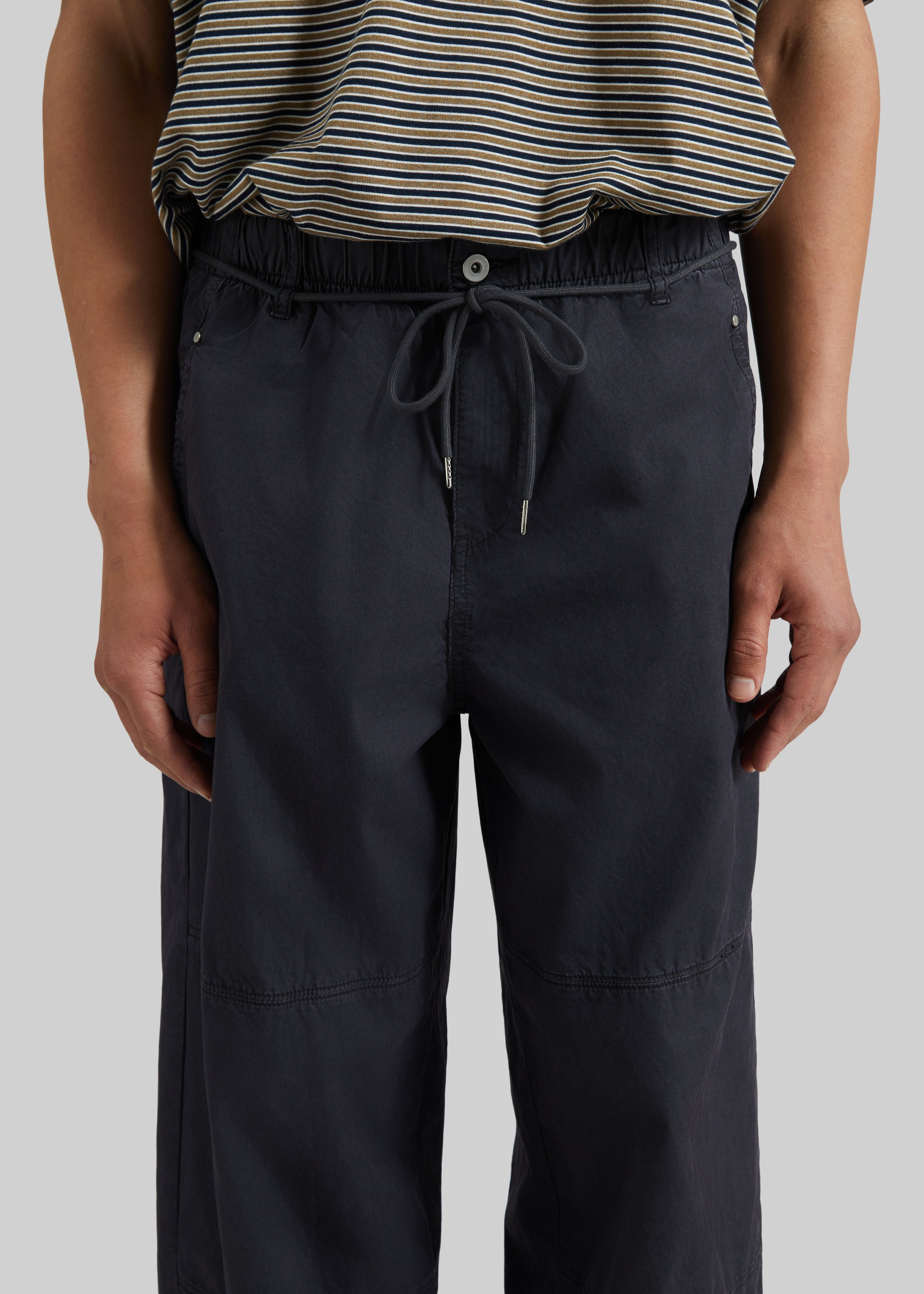 Antheor Drawstring Wide Leg Pants - Charcoal - 3