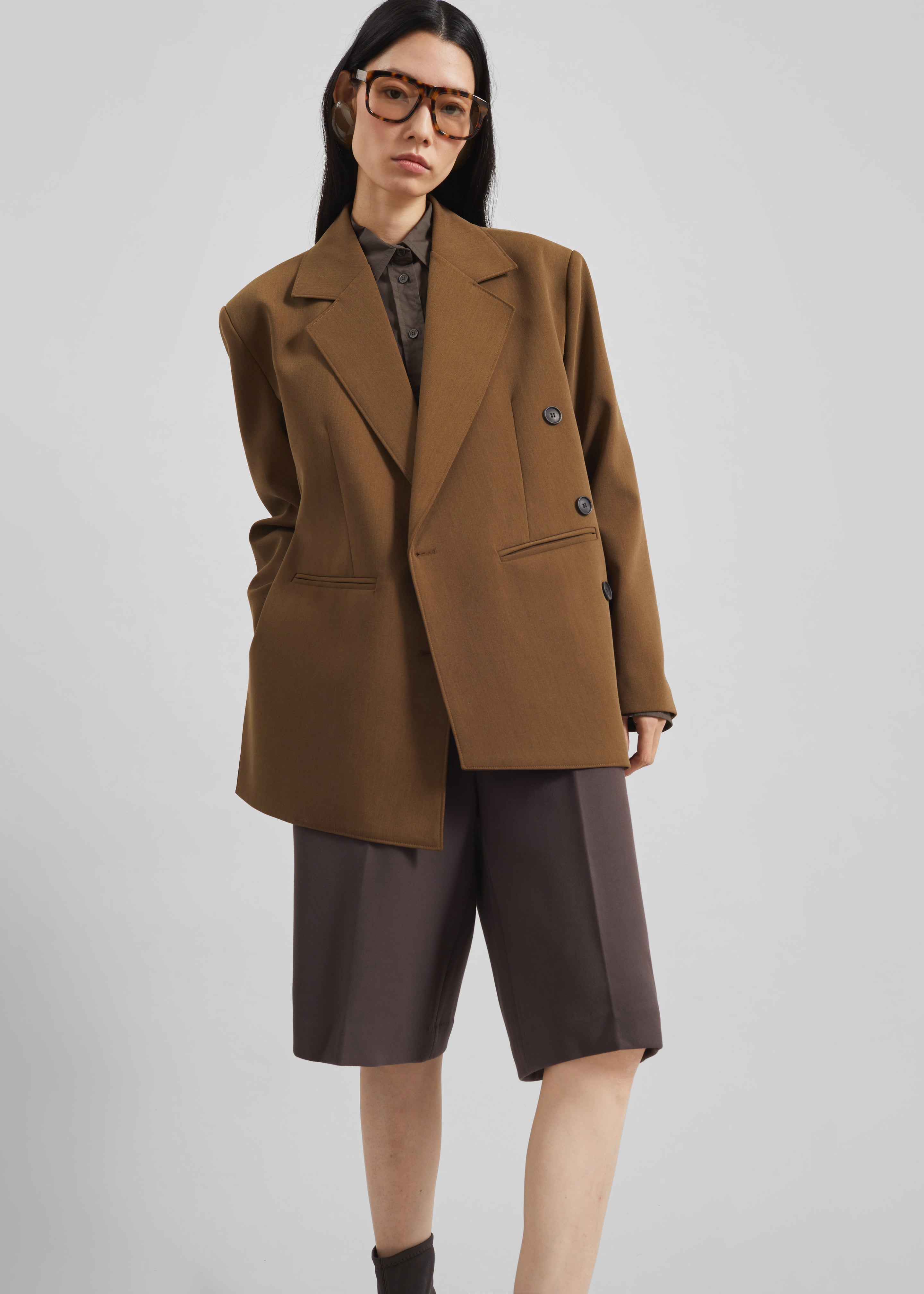 Antwerp Wrap Blazer - Brown - 1