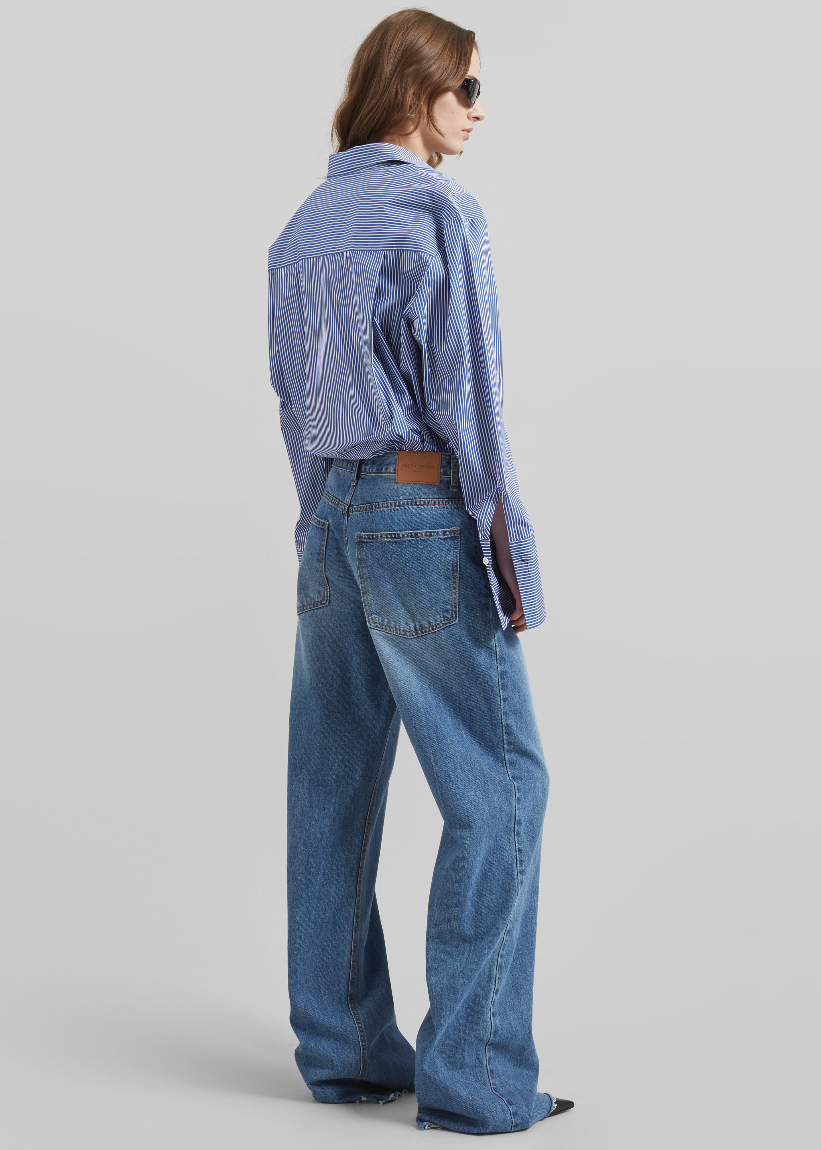 Anvers Striped Cotton Button Up Shirt - Blue/White Stripe - 7