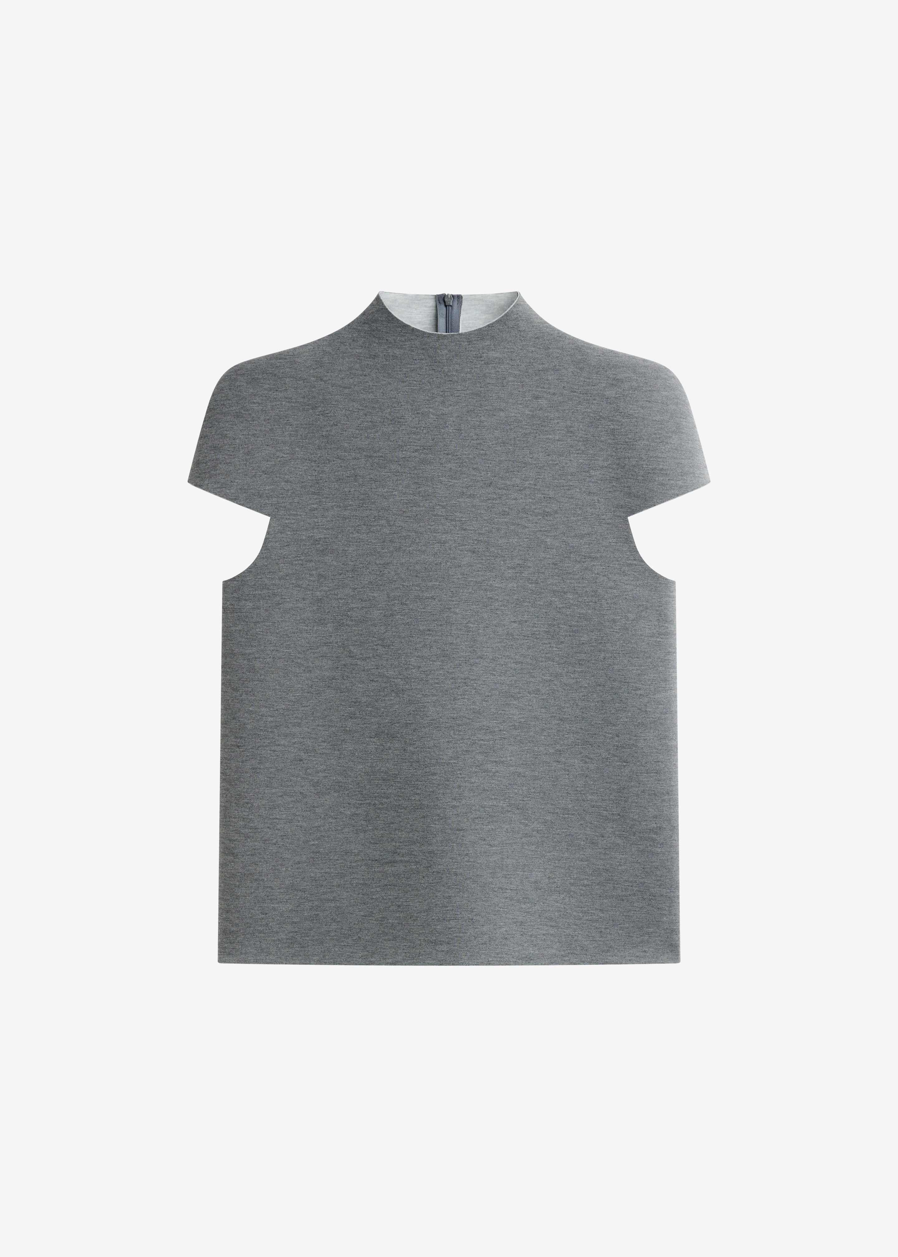 Anya Neoprene Sculpted Sleeve Top - Grey Melange - 8