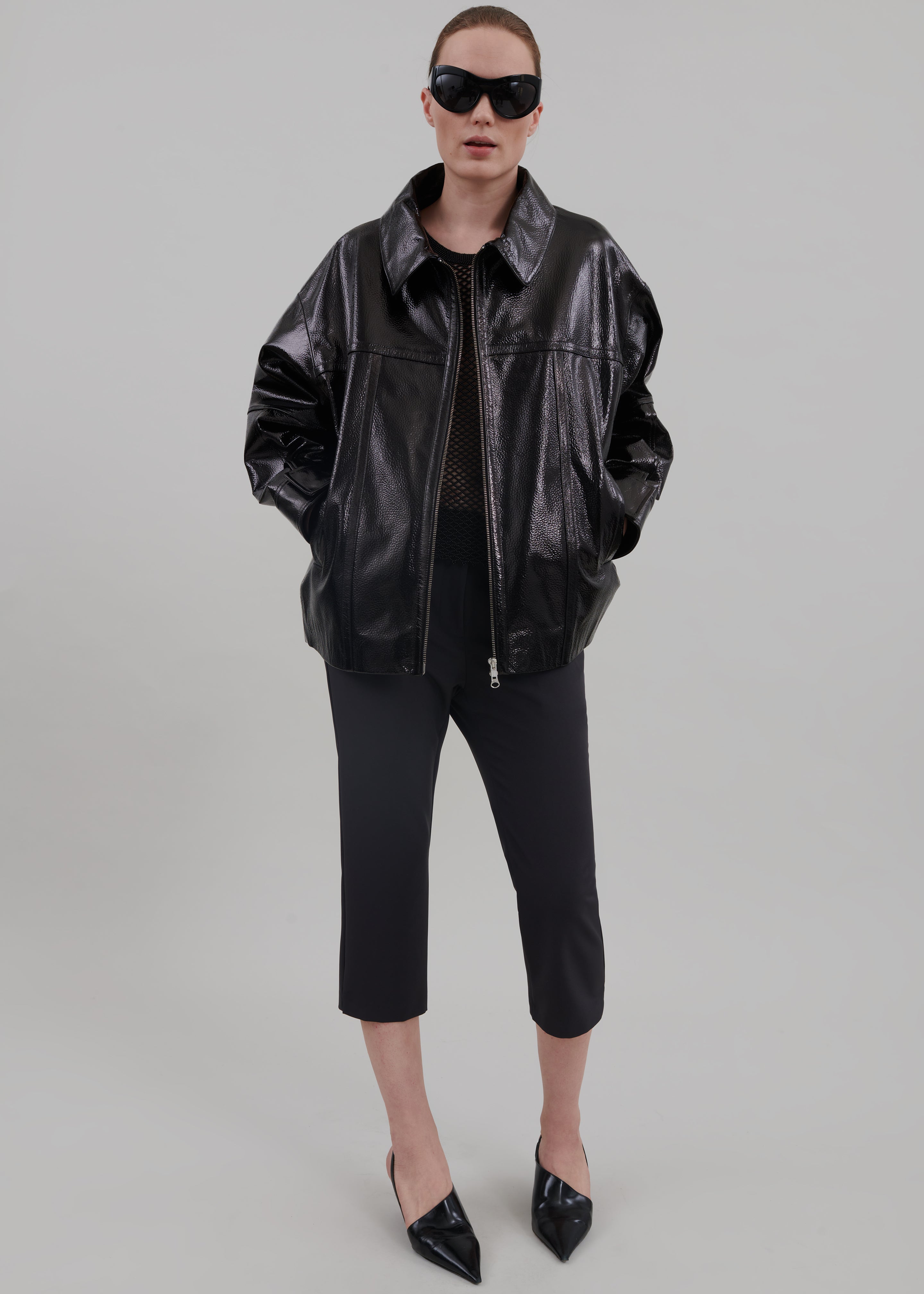 Arbor Crackled Faux Leather Jacket - Black – The Frankie Shop Europe