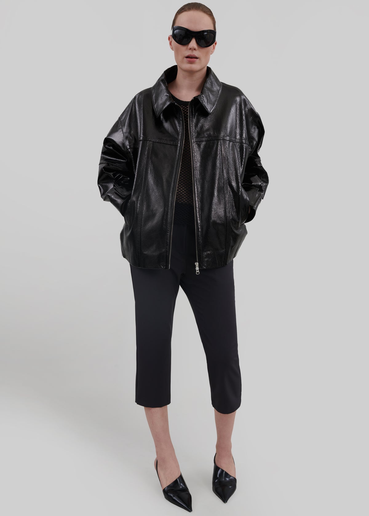 Arbor Crackled Faux Leather Jacket - Black - 2