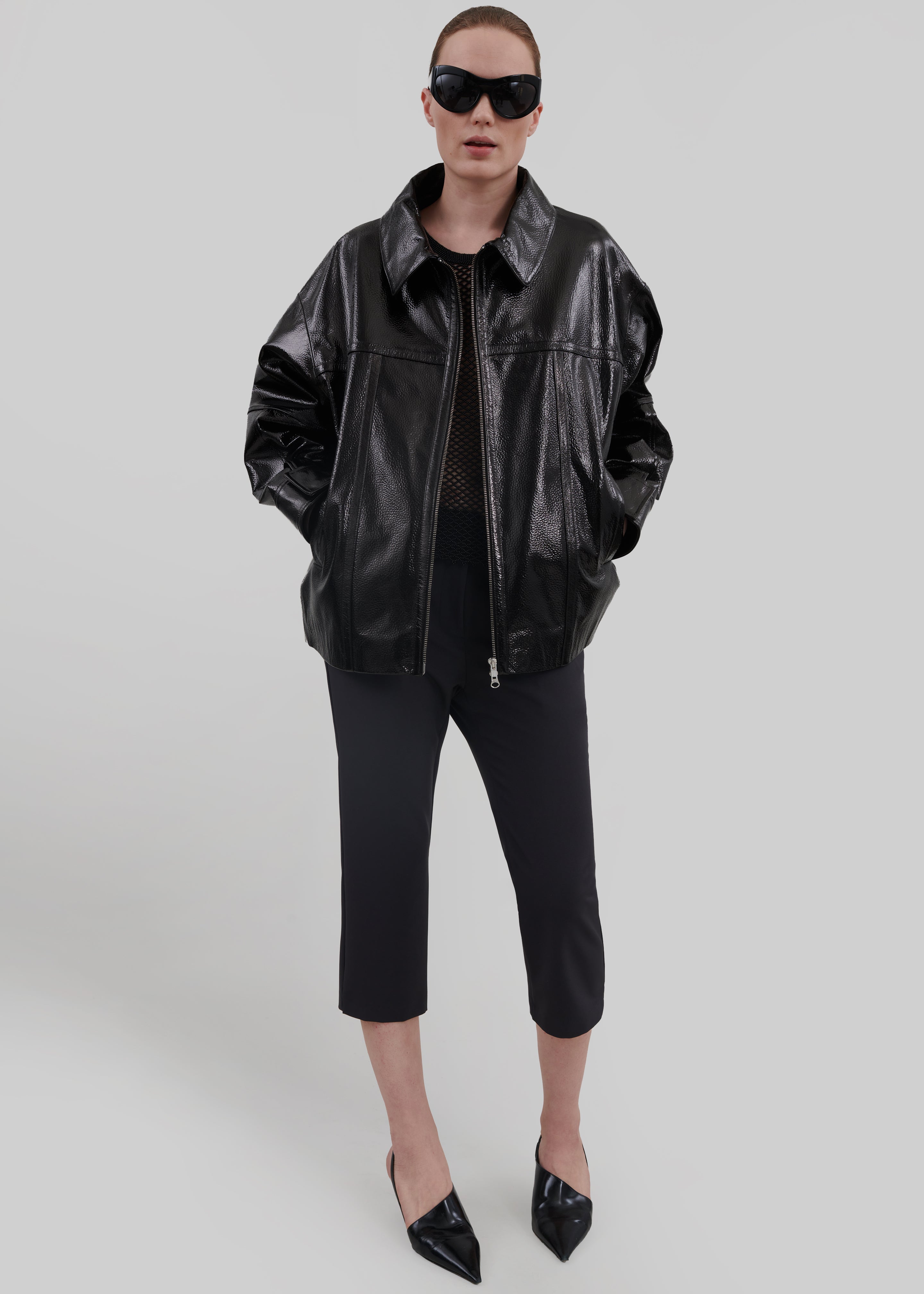 Arbor Crackled Faux Leather Jacket - Black - 2