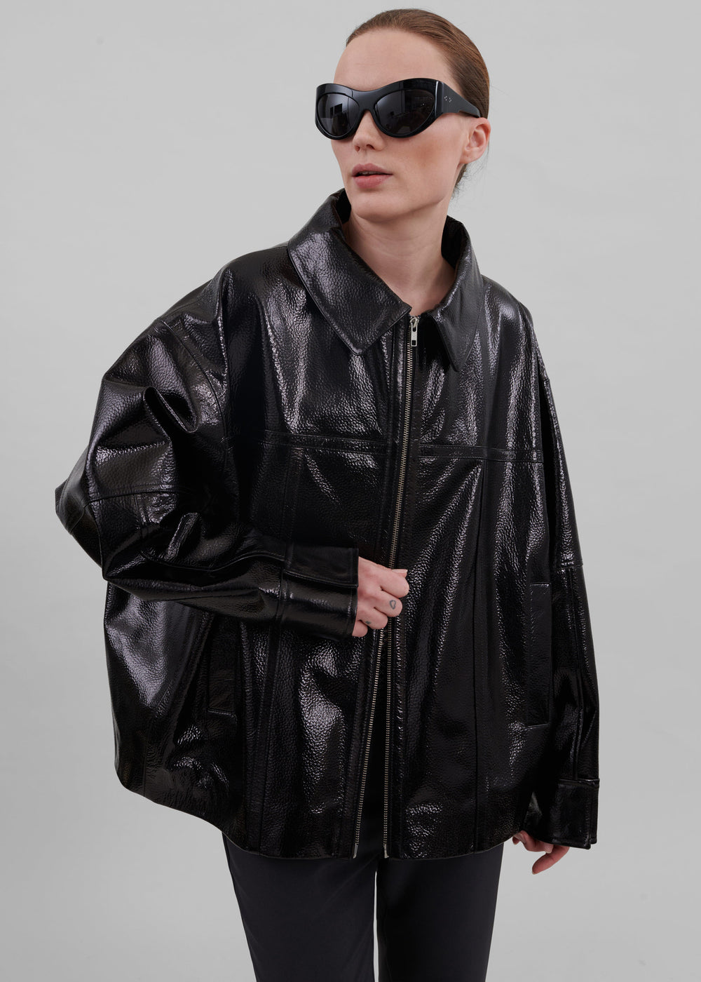 Arbor Crackled Faux Leather Jacket - Black - 1