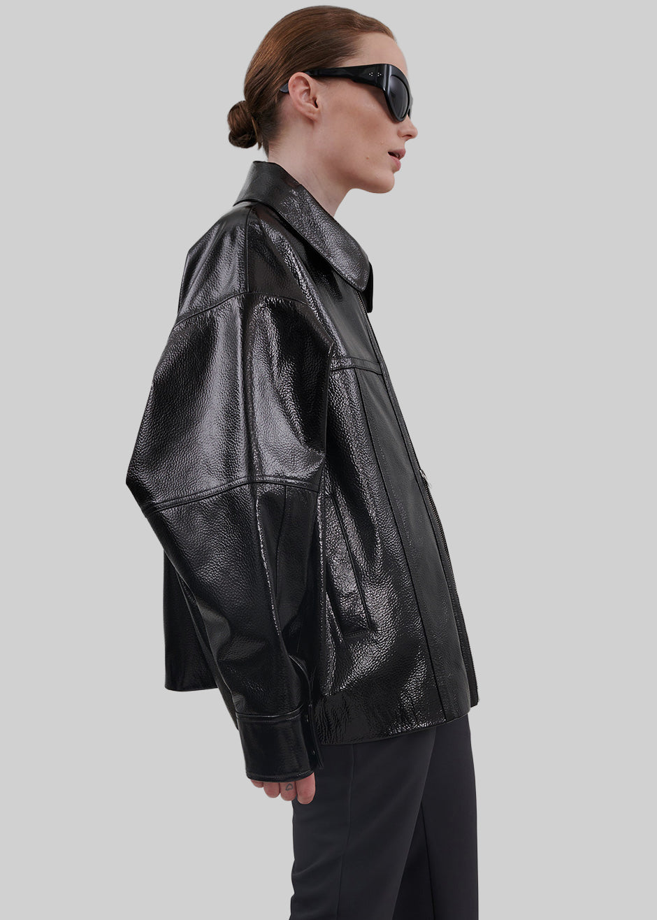 Arbor Crackled Faux Leather Jacket - Black - 6