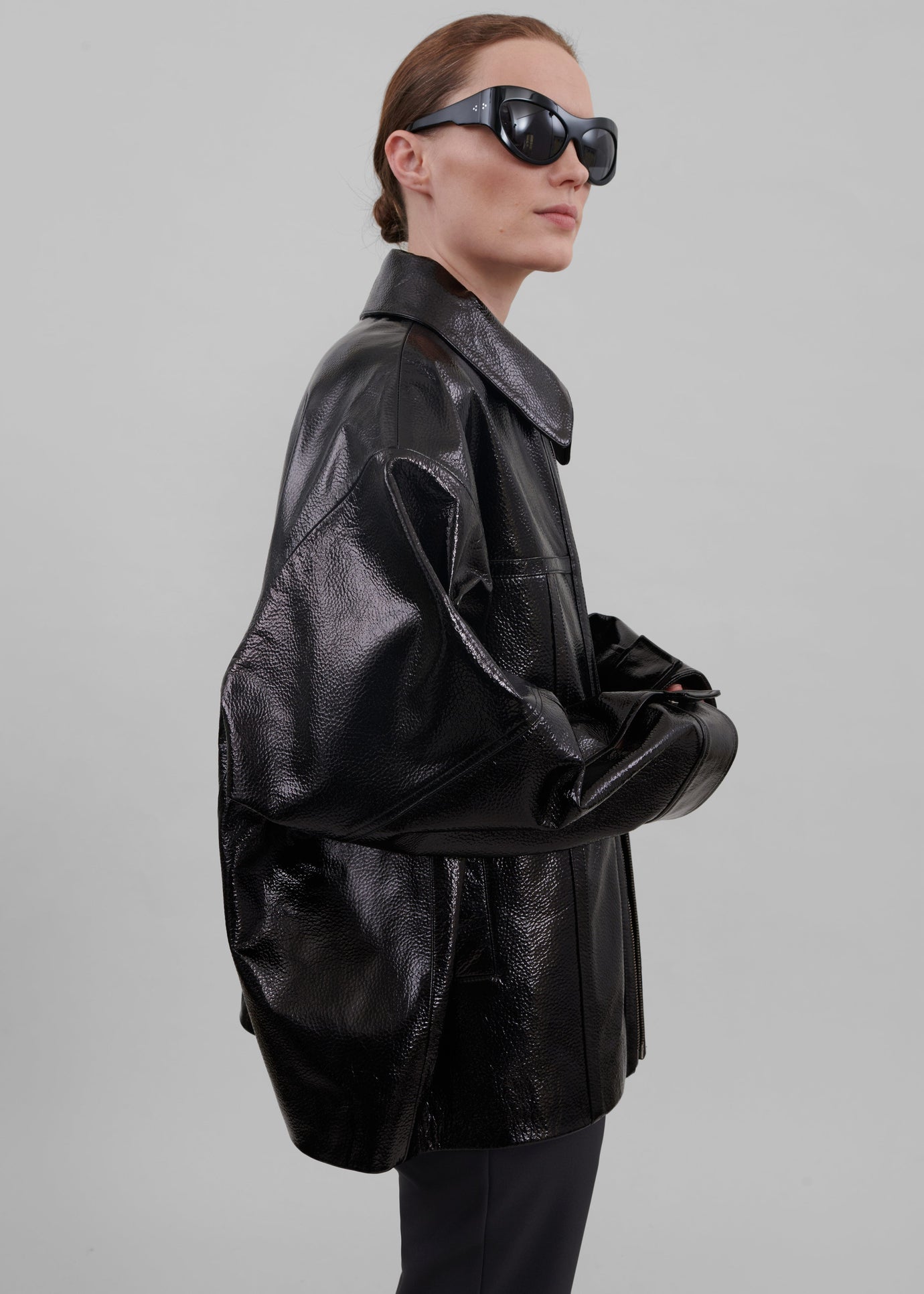 Arbor Crackled Faux Leather Jacket - Black - 1