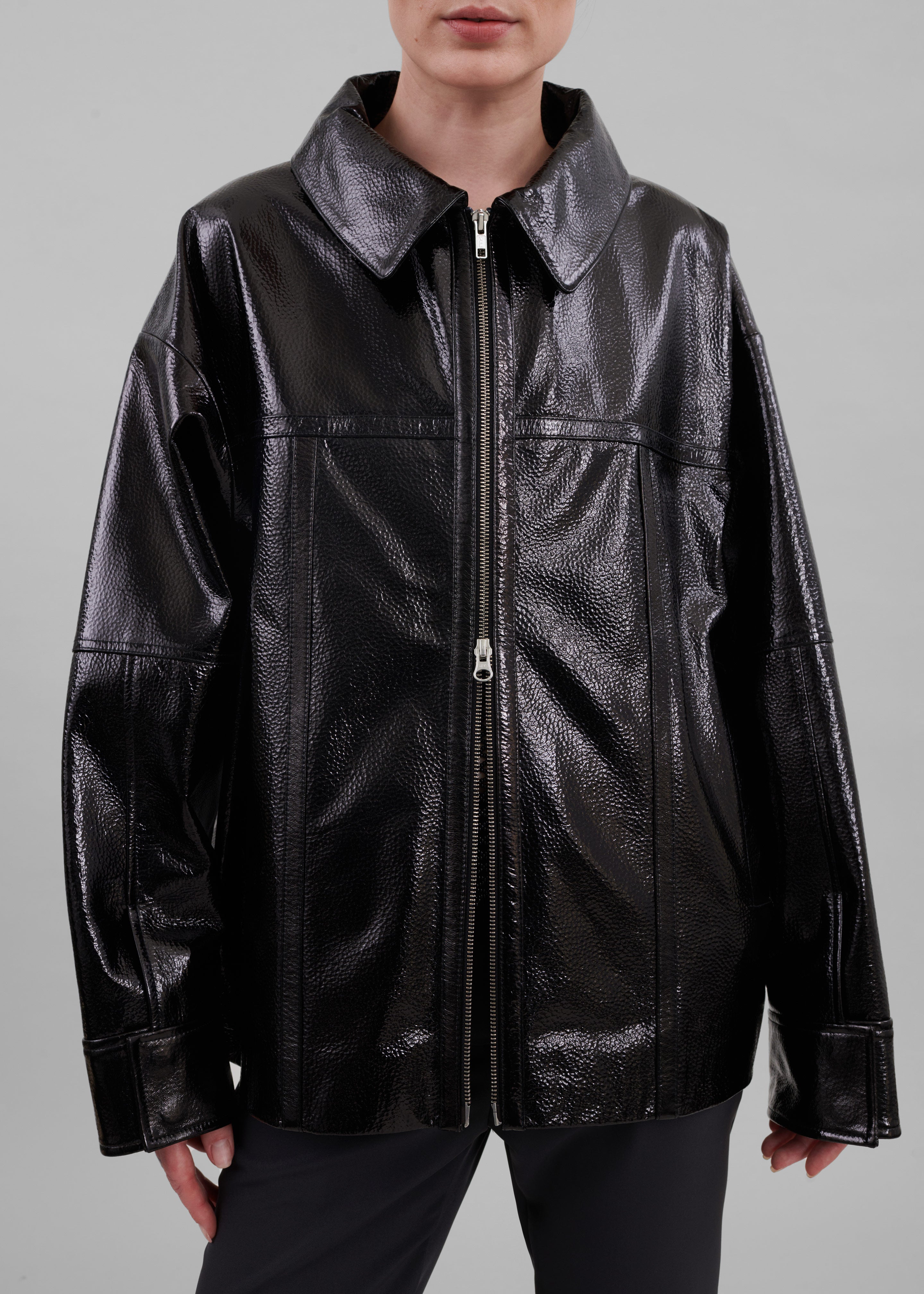 Arbor Crackled Faux Leather Jacket - Black - 7