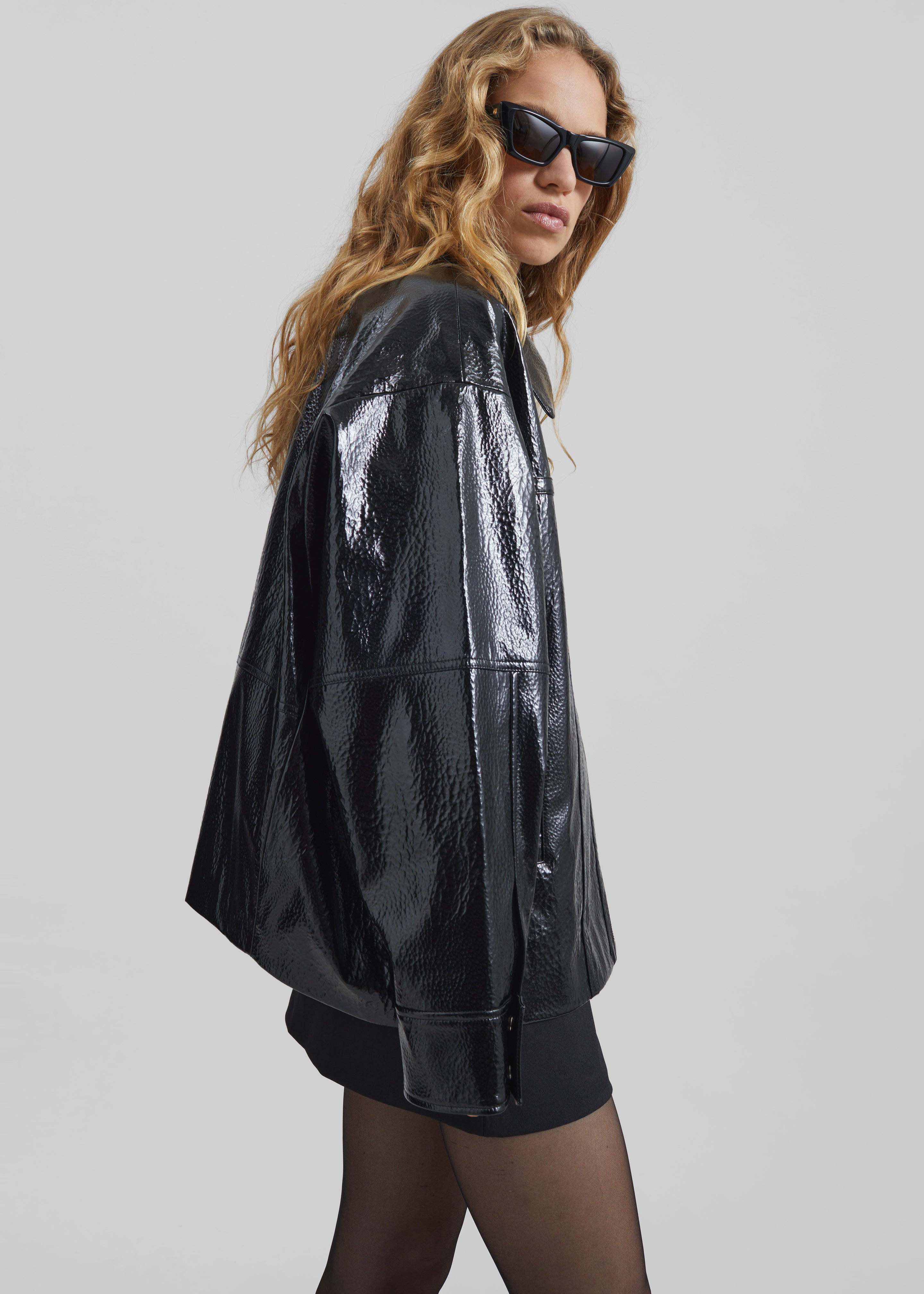 Arbor Crackled Faux Leather Jacket - Black – The Frankie Shop Europe