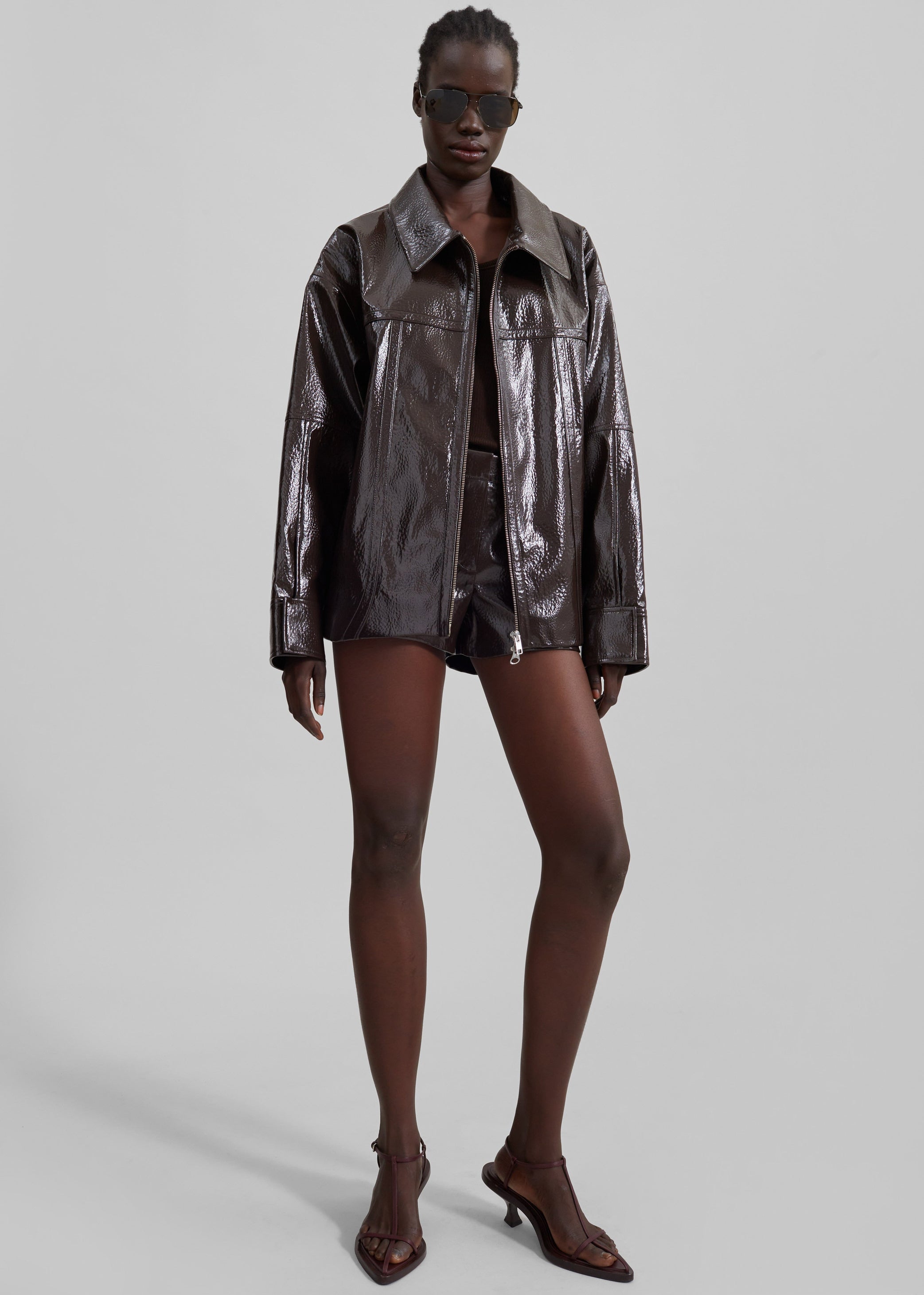 Shop the look image for Veste Arbor effet cuir craquelé - Marron