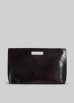 Arcy Croc Leather Two-Way Handbag - Chocolate