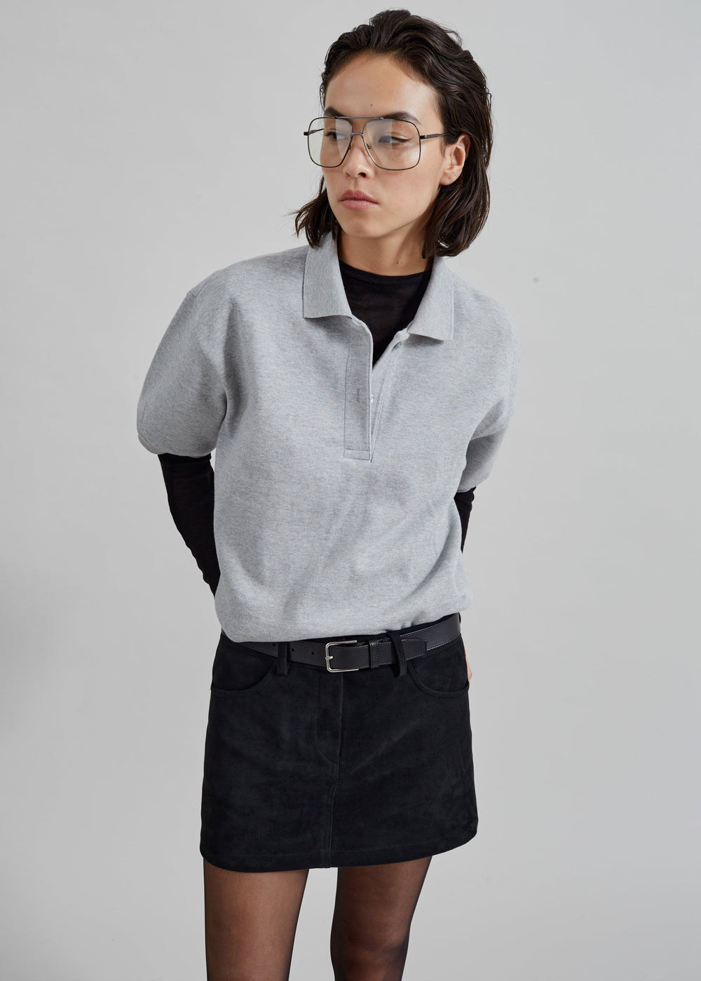 Arda Crop Polo - Grey