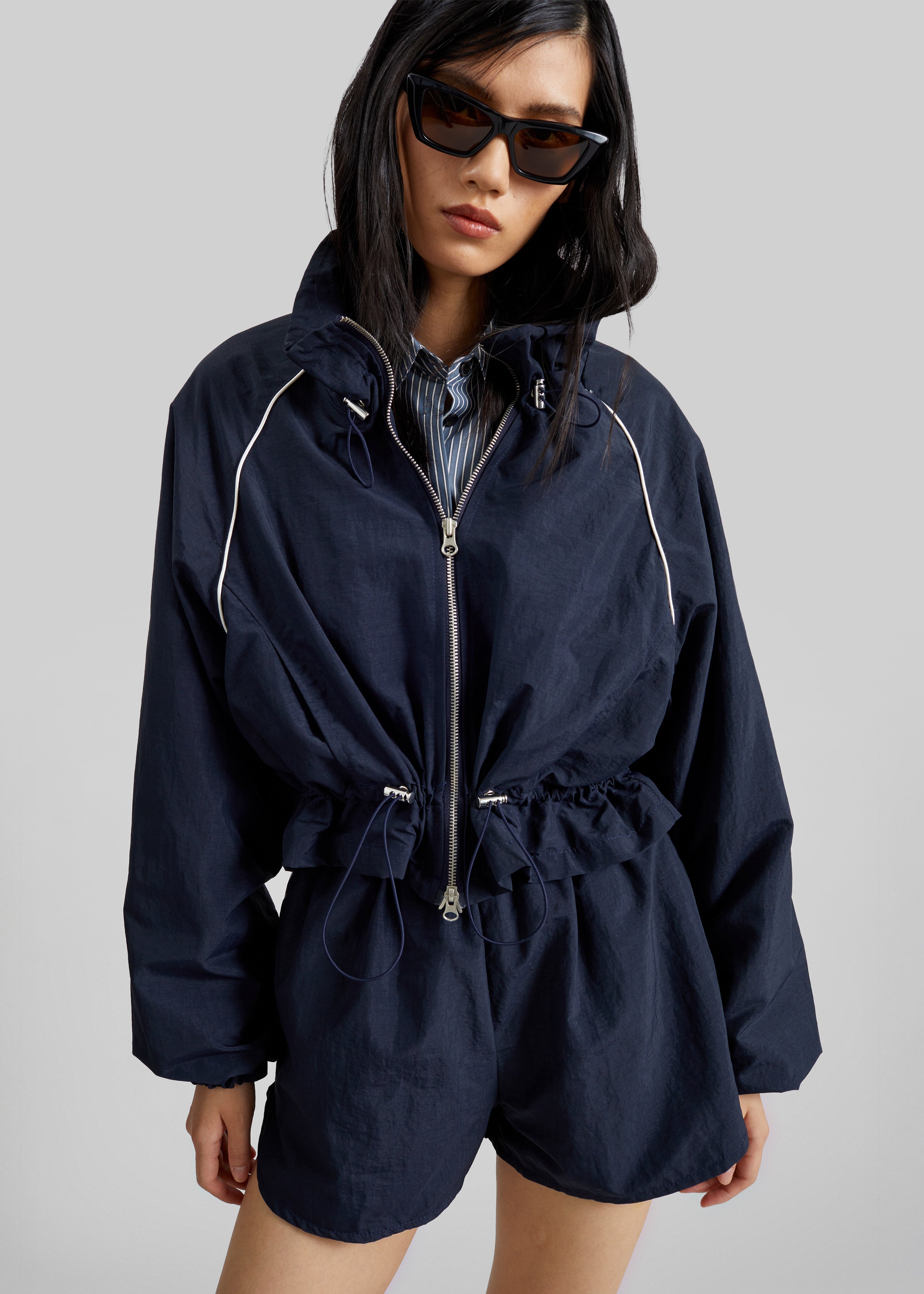 Arizona Drawstring Track Jacket - Navy - 1