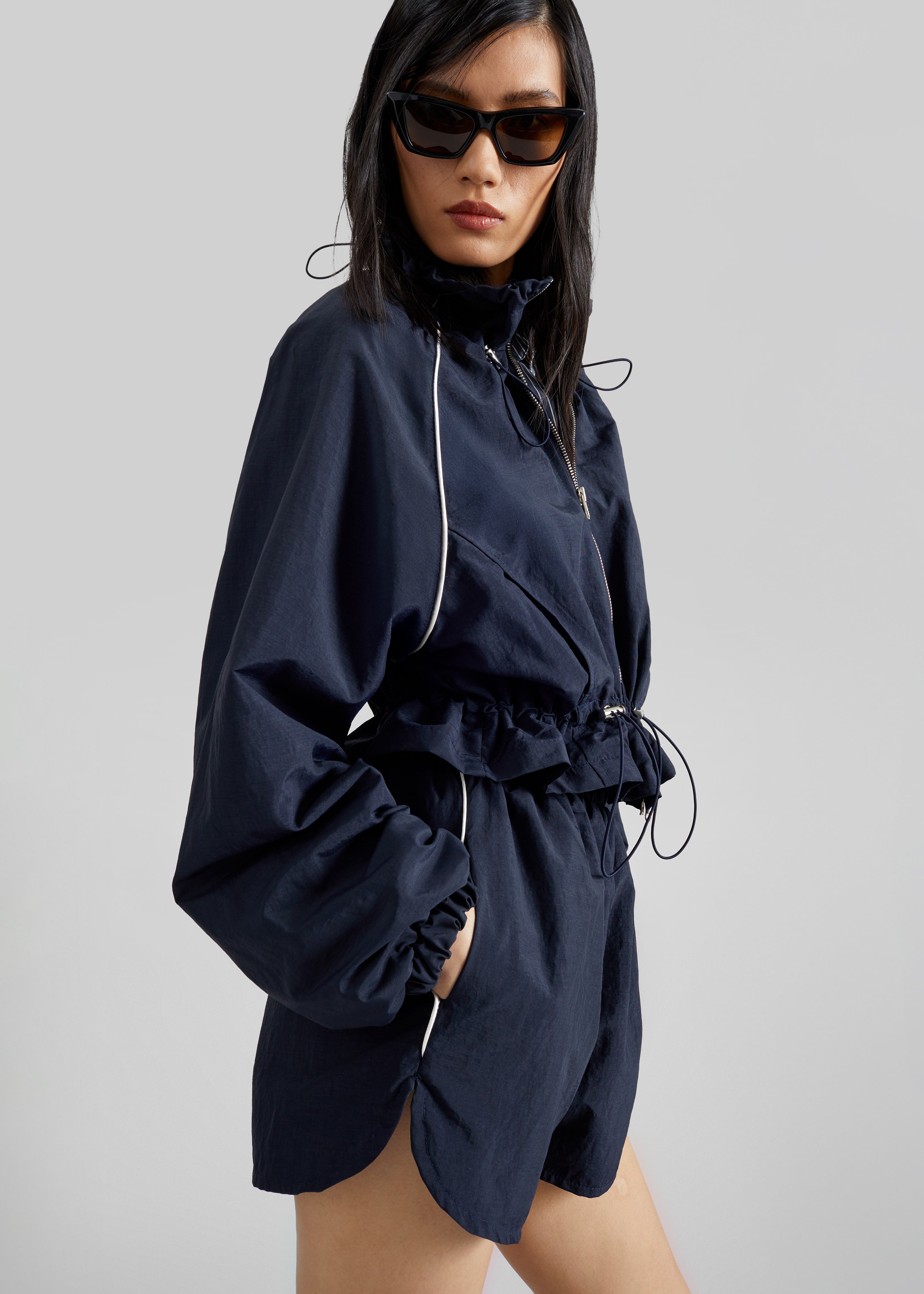 Arizona Drawstring Track Jacket - Navy – The Frankie Shop Europe