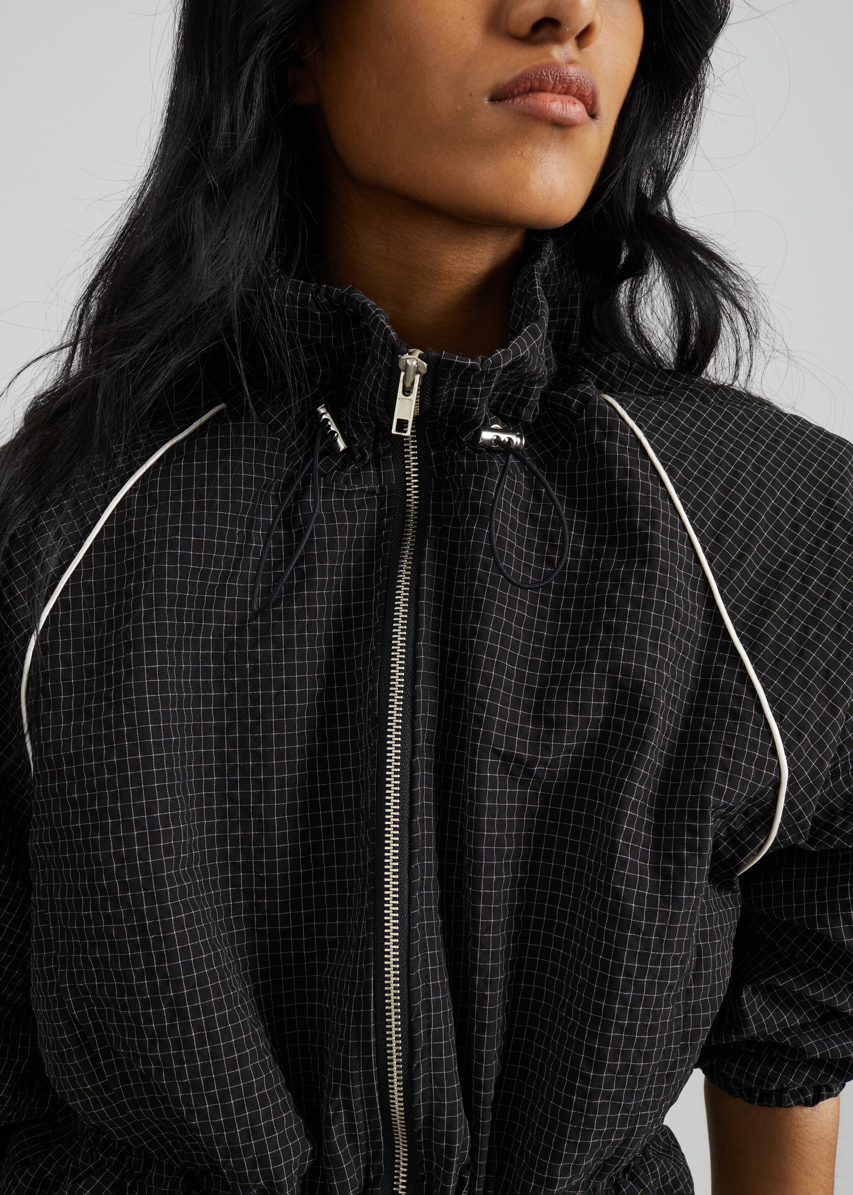 Arizona Seersucker Drawstring Track Jacket - Checked Black – The