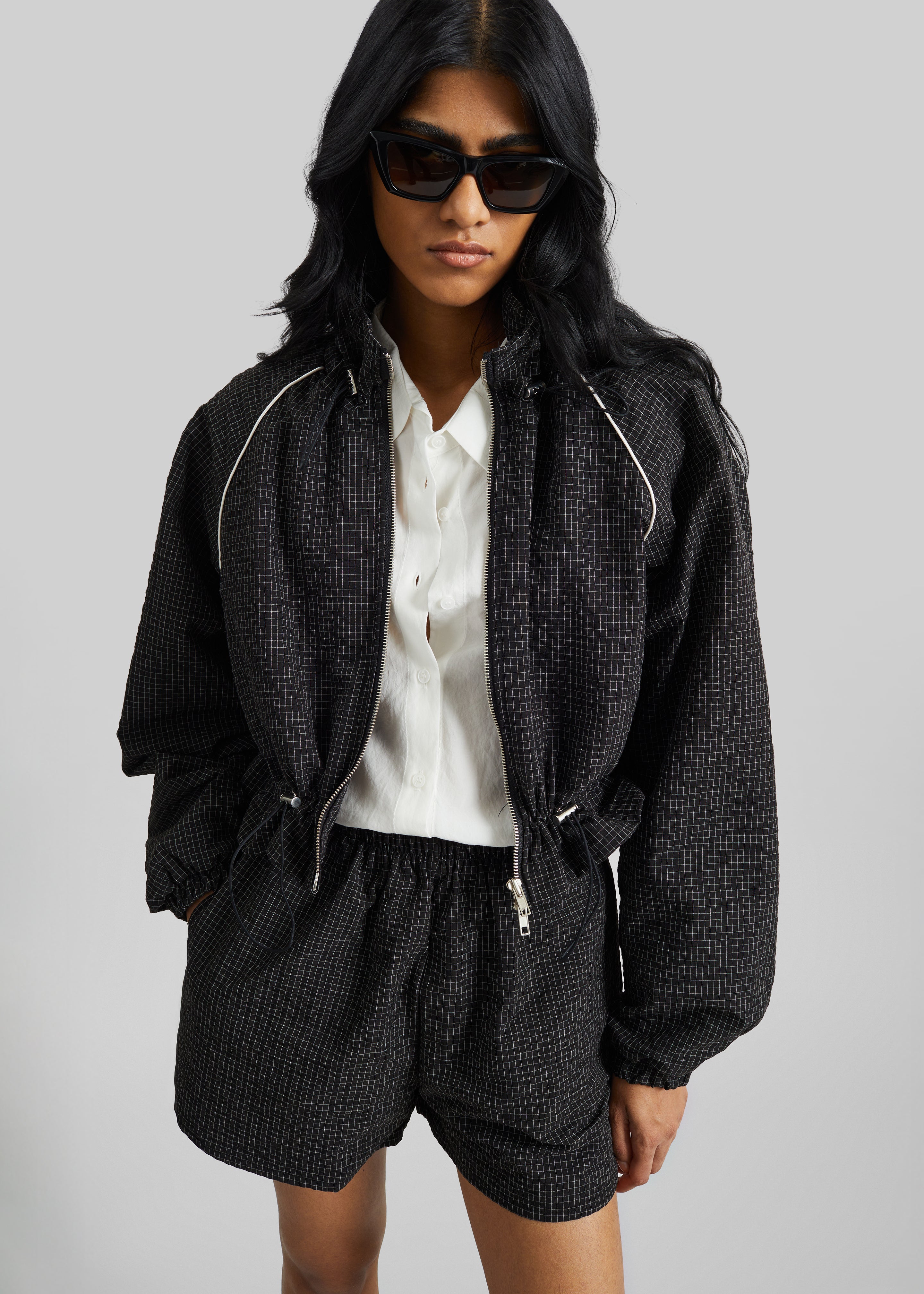 Arizona Seersucker Drawstring Track Jacket - Checked Black – The