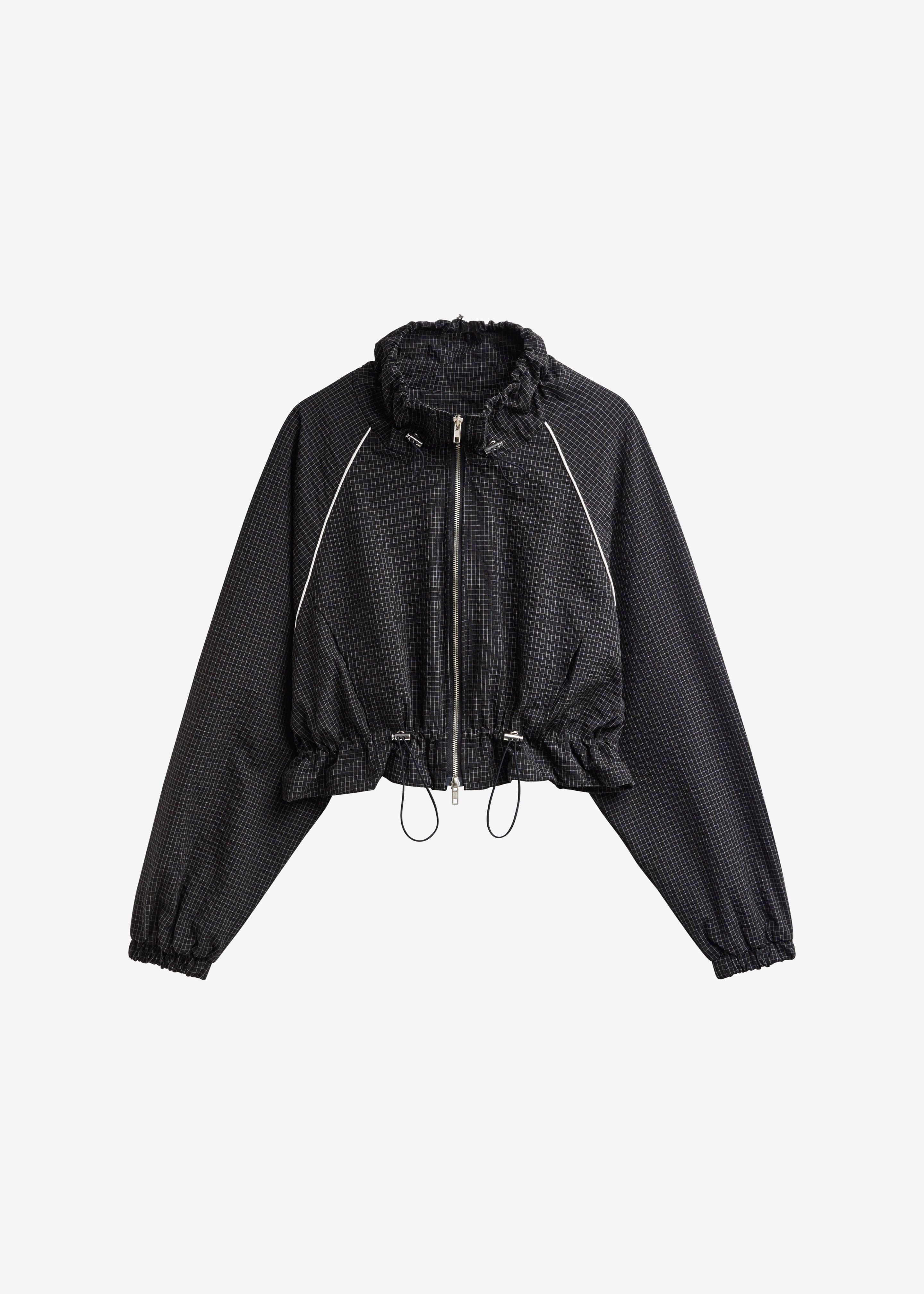 Arizona Seersucker Drawstring Track Jacket - Checked Black – The