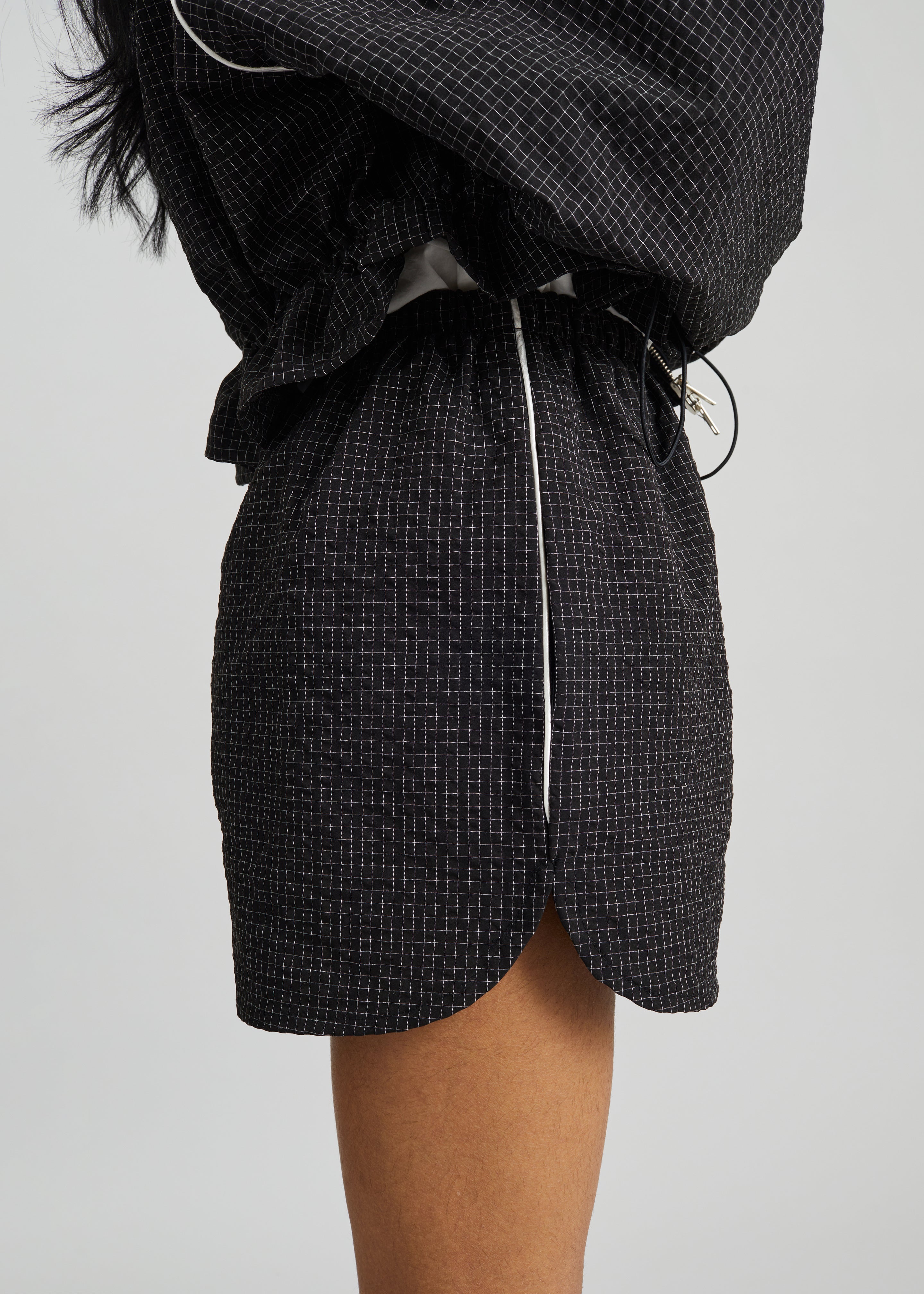 Arizona Seersucker Track Shorts - Checked Black - 6
