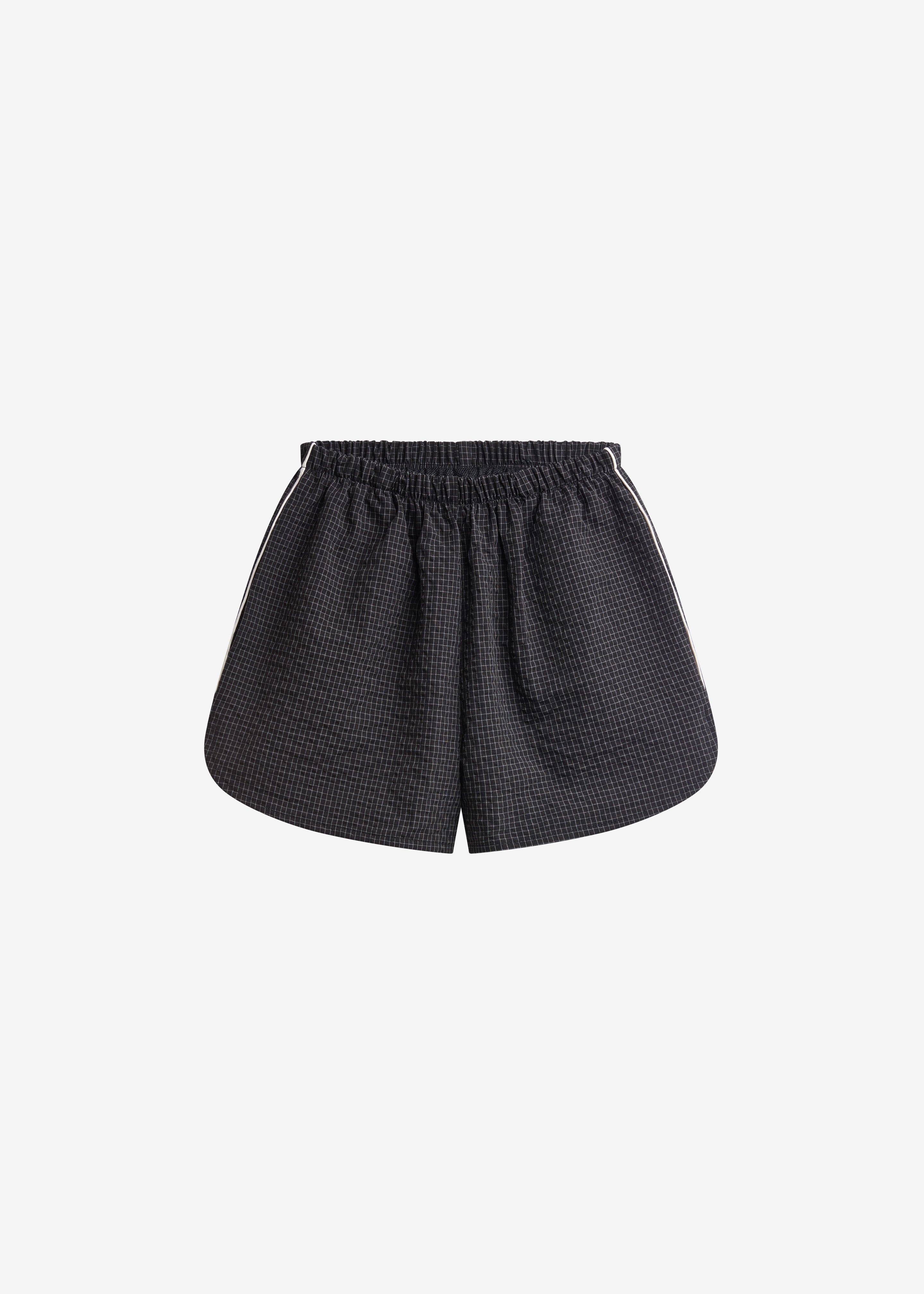 Arizona Seersucker Track Shorts - Checked Black - 10