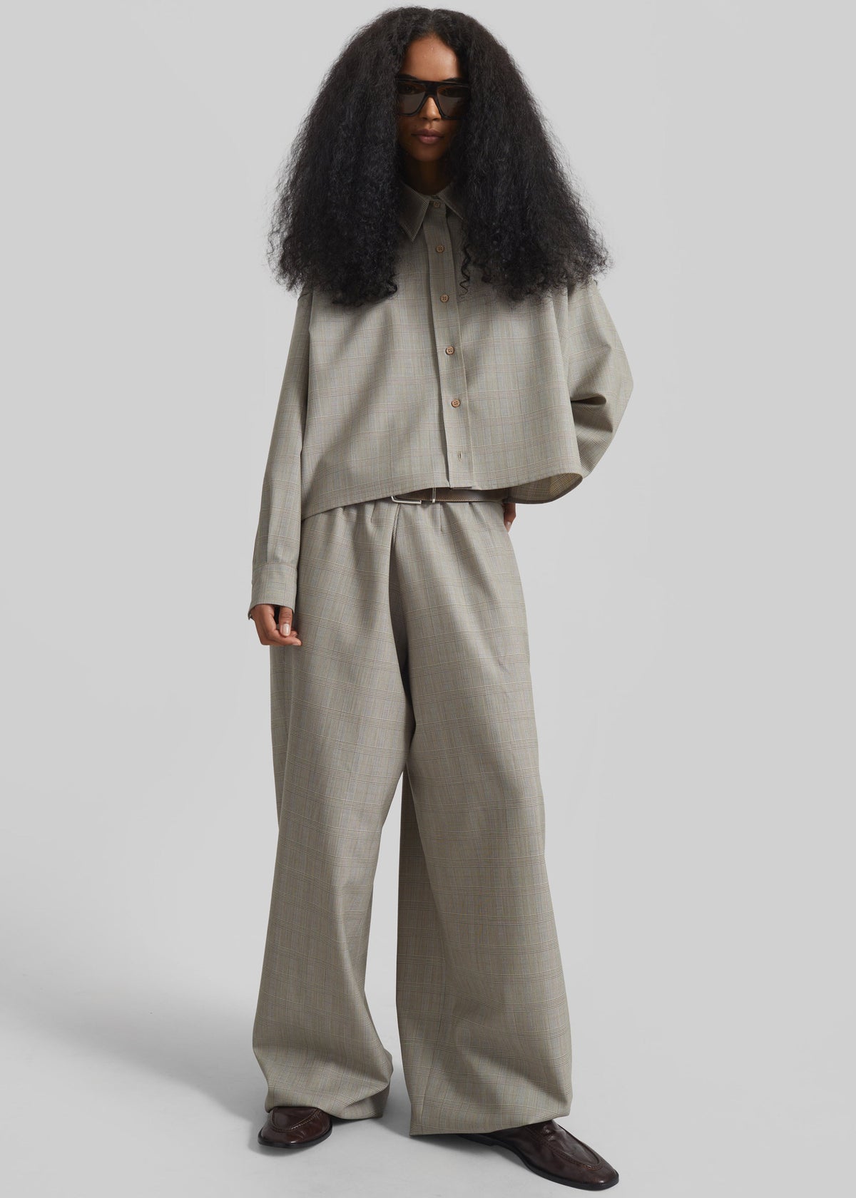 Arlen Boxy Shirt - Beige Glen Plaid - 6