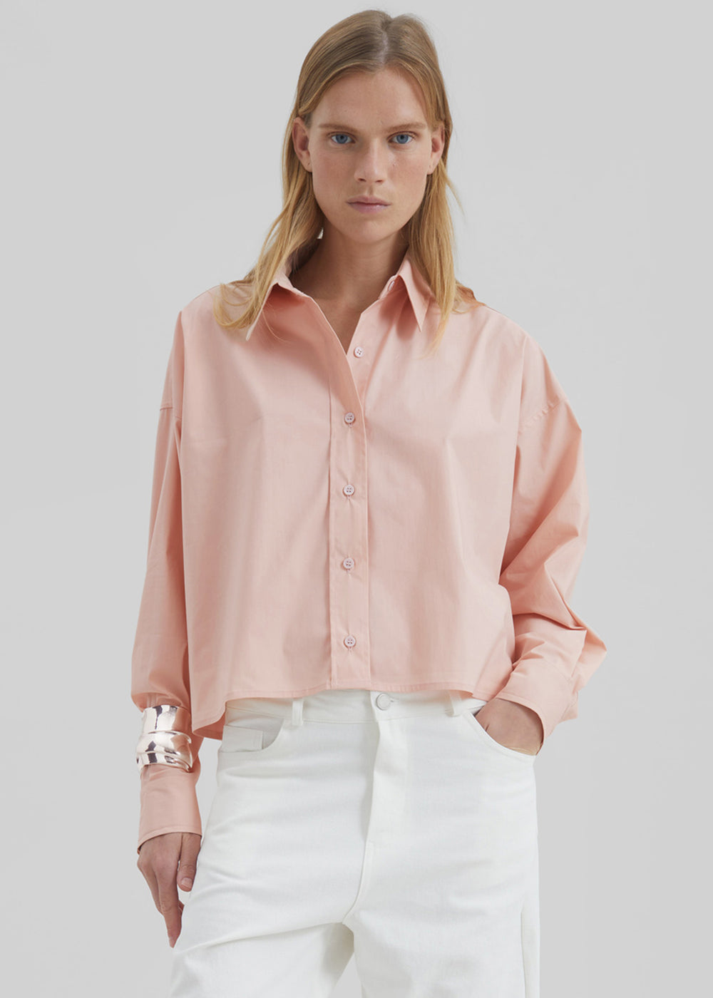 Arlen Cotton Boxy Shirt - Faded Pink